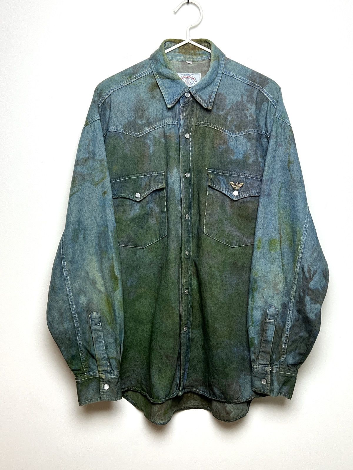 Giorgio Armani armani mud denim shirt y2k tie dye 1 of 1 m-l Size US L / EU 52-54 / 3 - 1 Thumbnail