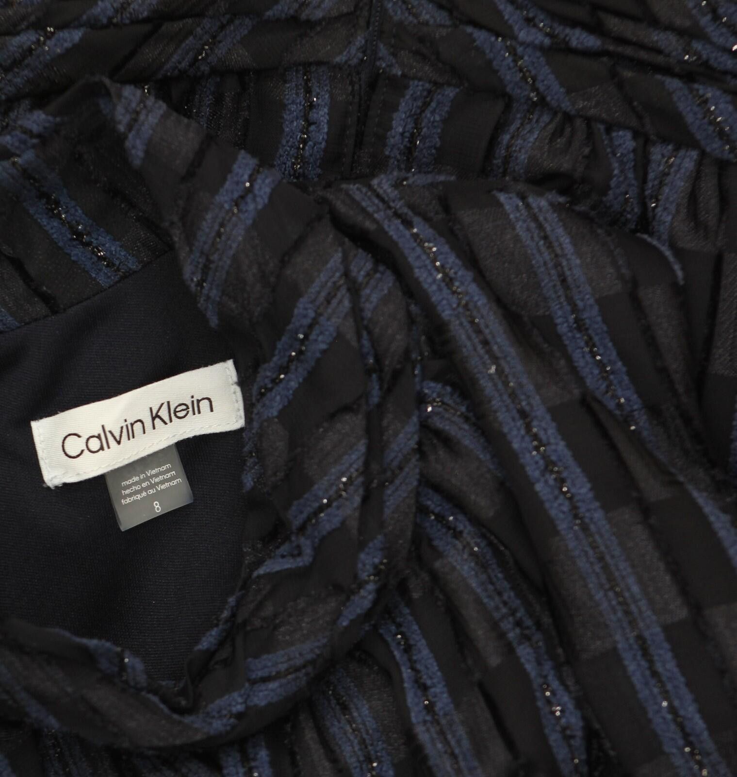 Calvin Klein New Calvin Klein Tiered A-line Midi Dress Indigo Blue 8 Size M / US 6-8 / IT 42-44 - 3 Thumbnail
