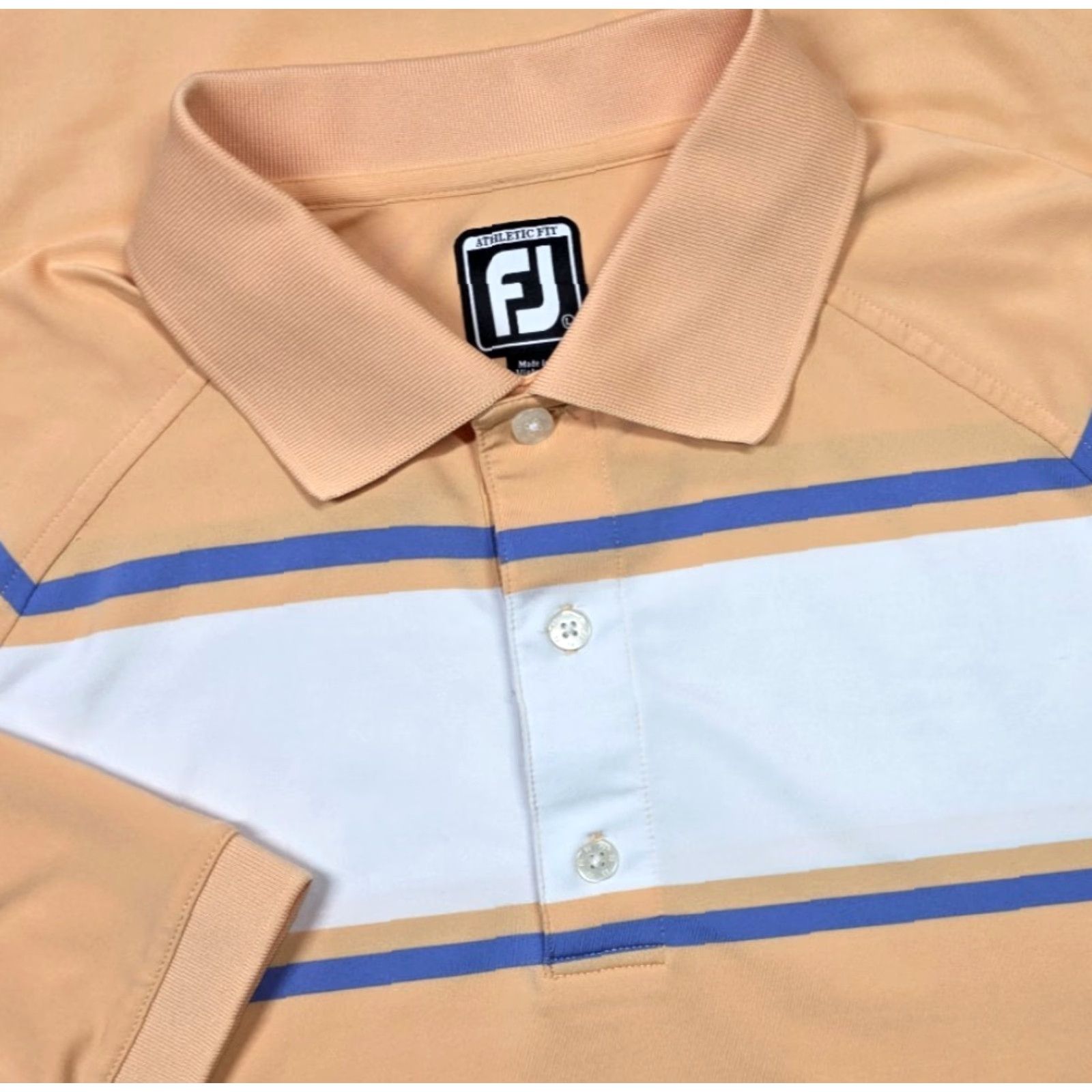 Footjoy FootJoy FJ Mens L Short Sleeve Peach White Performance Golf Polo Shirt Athletic Size US L / EU 52-54 / 3 - 2 Thumbnail