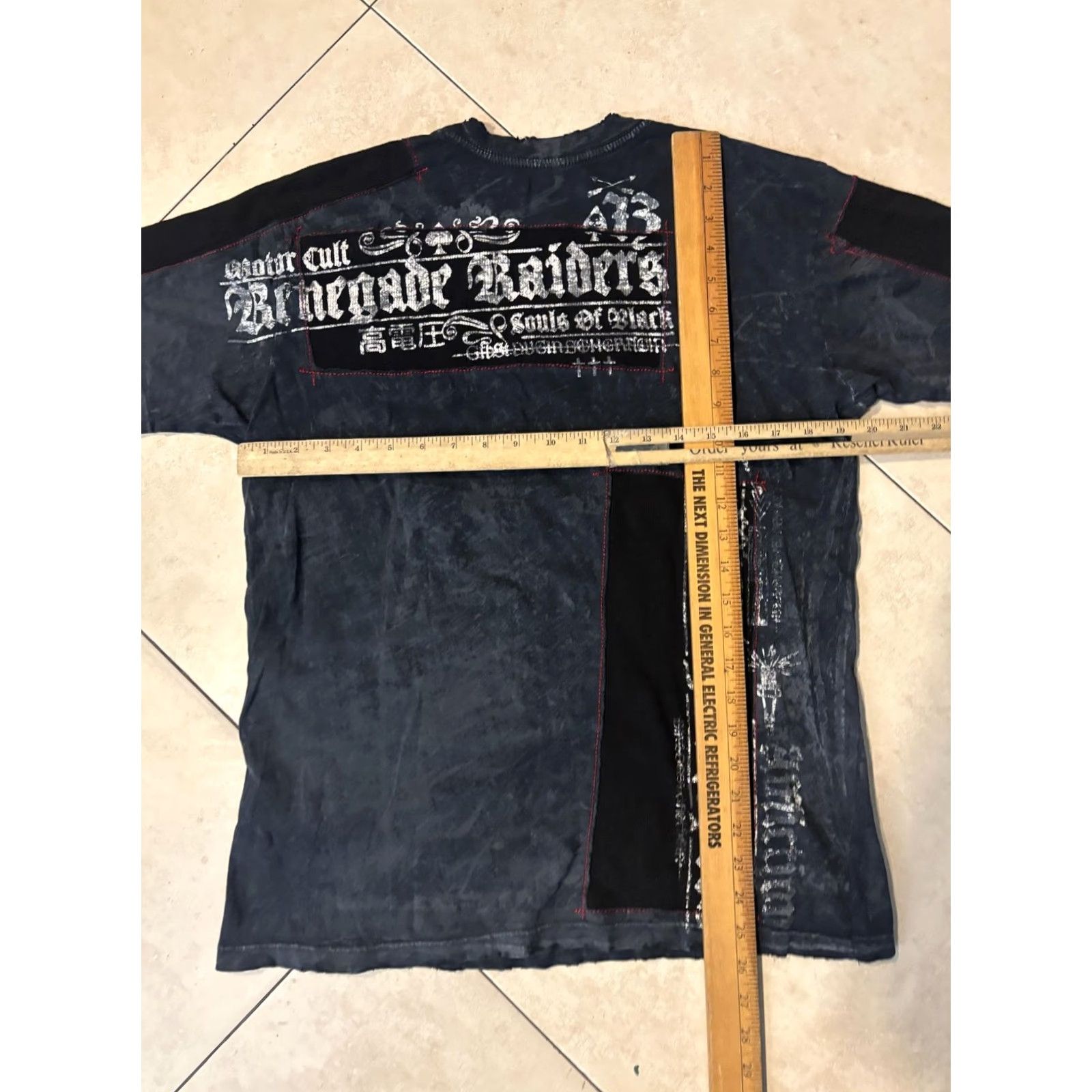 Affliction Affliction Shirt Mens M Black Skull Feather Graphic Distressed Biker Tee Size US M / EU 48-50 / 2 - 5 Thumbnail
