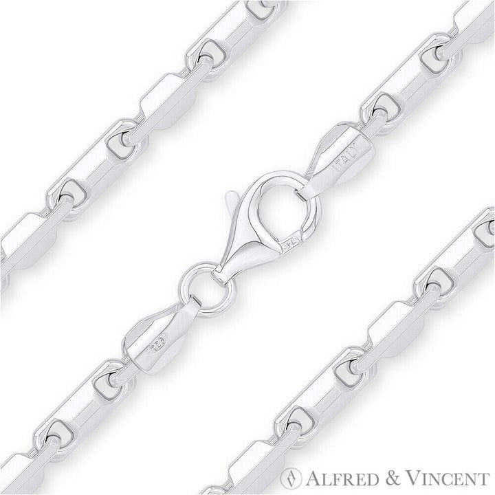 Other 4mm Heshe Bar Link Italian Necklace in .925 Sterling Silver Size ONE SIZE - 1 Thumbnail