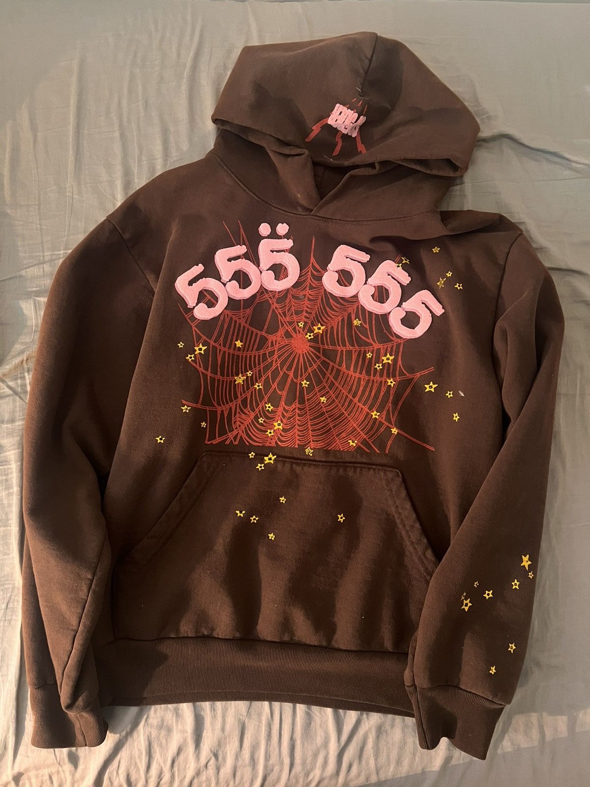 image of Spider Worldwide Spider 555 Hoodie Brown Pink, Men's (Size Small)