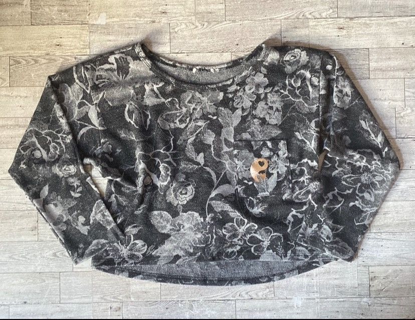 Vintage Y2K, Floral, Monochrome, Ying Yang, Cropped, Knit 3/4 Sleeve Size S / US 4 / IT 40 - 16 Thumbnail