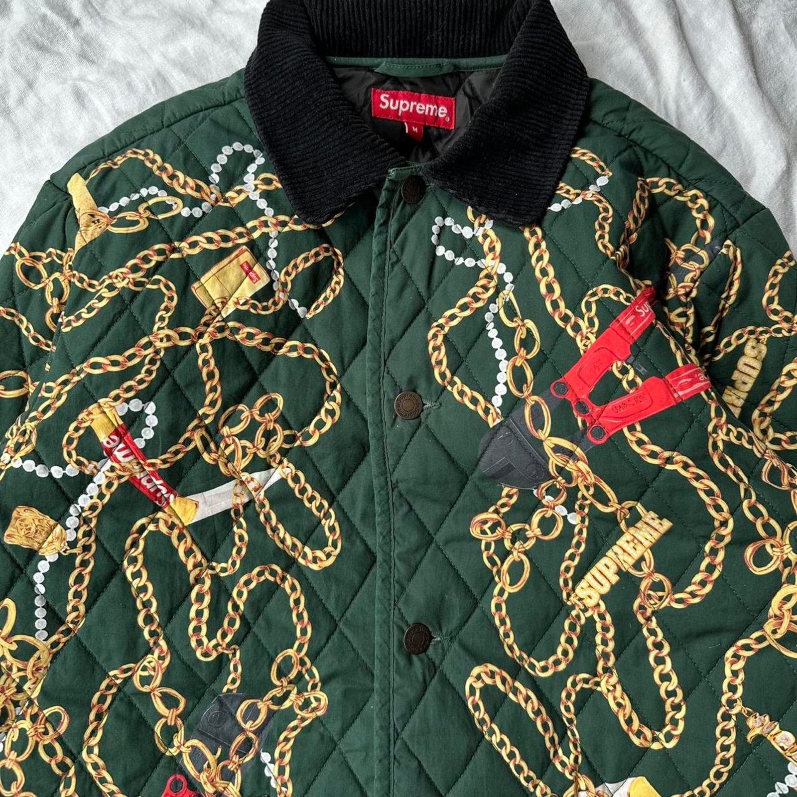 Supreme FW20 Supreme Green Quilted Gold Chain Quilted Work Jacket Size US M / EU 48-50 / 2 - 6 Thumbnail