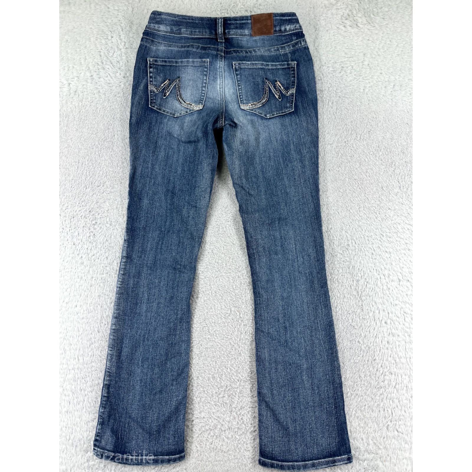 Vintage Maurices Jeans Womens 2 Blue Denim Bootcut Embroidered Cotton Blend Pockets Zipper 5-Pocket Design Slim Fit Size 26" / US 2 / IT 38 - 2 Thumbnail