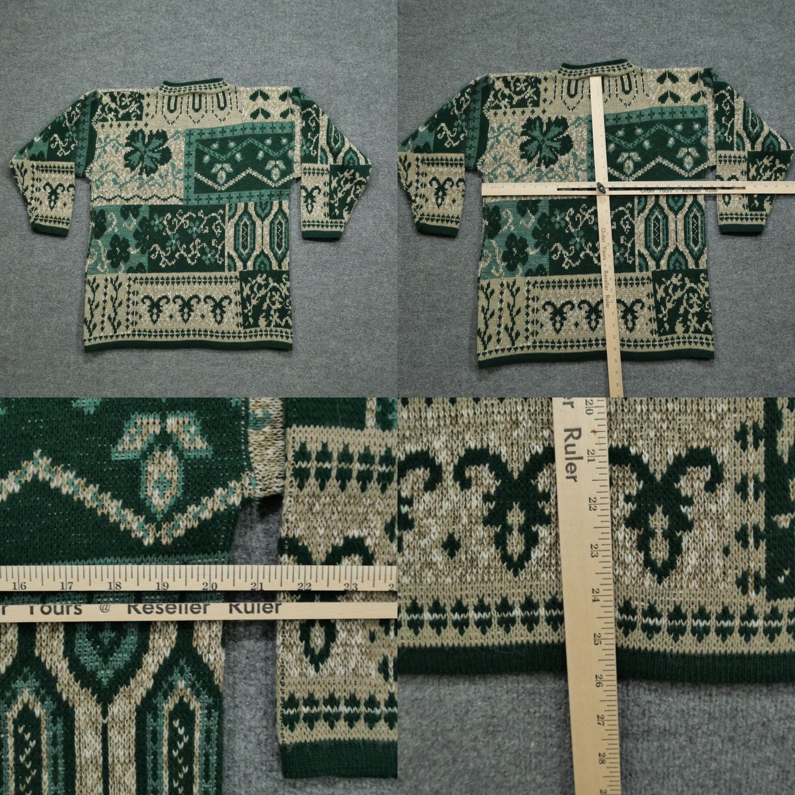 Vintage VINTAGE Dana Scott Sweater Womens Small Freen Tan Nature Flower Clover 90s Size S / US 4 / IT 40 - 8 Thumbnail