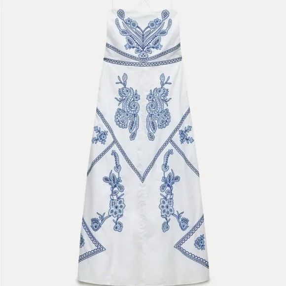 Zara ZARA EMBROIDERED MIDI DRESS ZW COLLECTION | Grailed