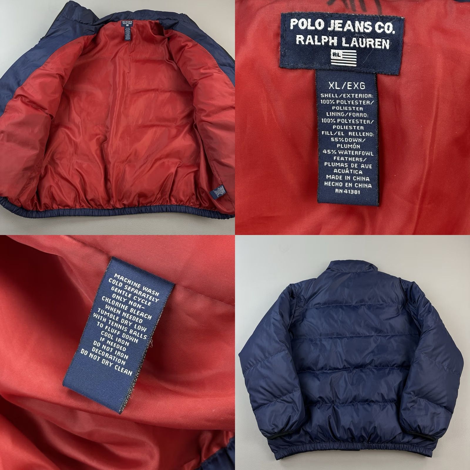 Ralph Lauren VINTAGE Polo Jeans Co Ralph Lauren Jacket Mens XL Blue Full Zip Down Puffer Logo Size US XL / EU 56 / 4 - 8 Thumbnail