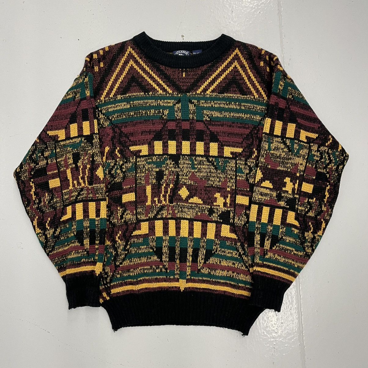Other Vintage 90s Atlantic Traders Black Geometric Pattern Sweater Size US L / EU 52-54 / 3 - 1 Thumbnail