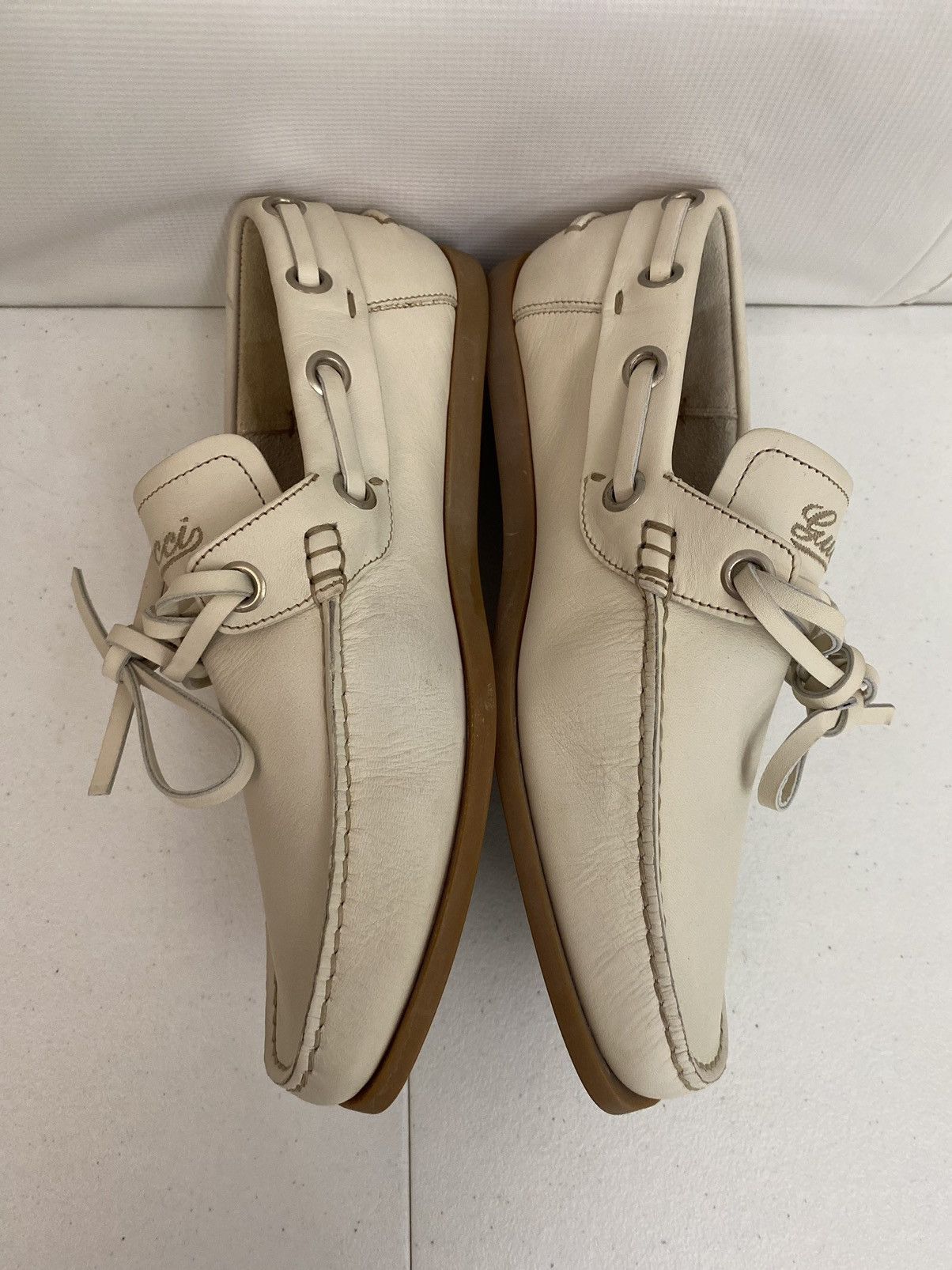 Gucci Gucci 🇮🇹 Runner Up Logo Embroidered Vintage Deck Shoes 39 NEW Size US 9 / IT 39 - 10 Thumbnail