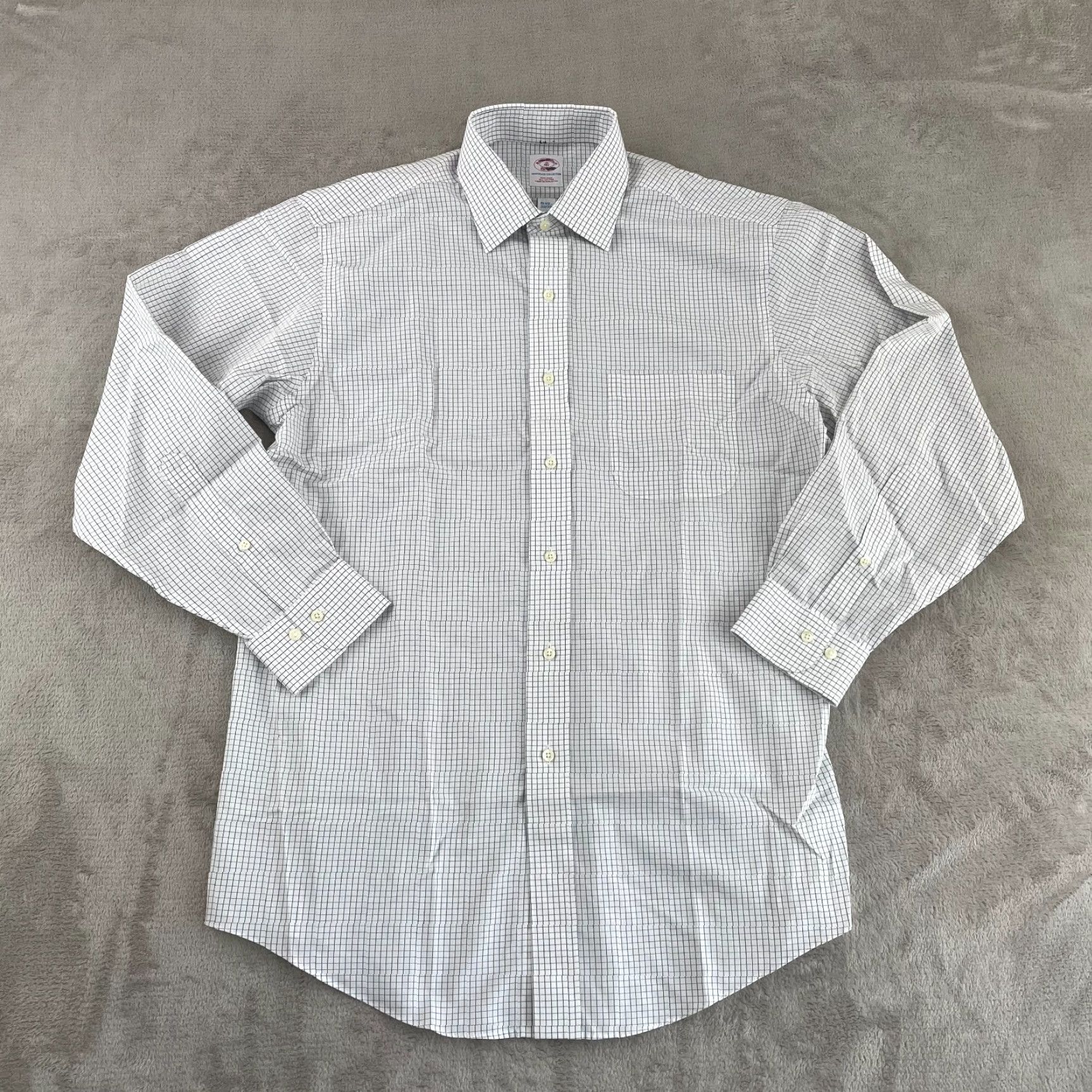 Brooks Brothers Brooks Brothers Stanford Dress Shirt Men 15.5 White Check Non-Iron NWOT Size 42R - 3 Thumbnail