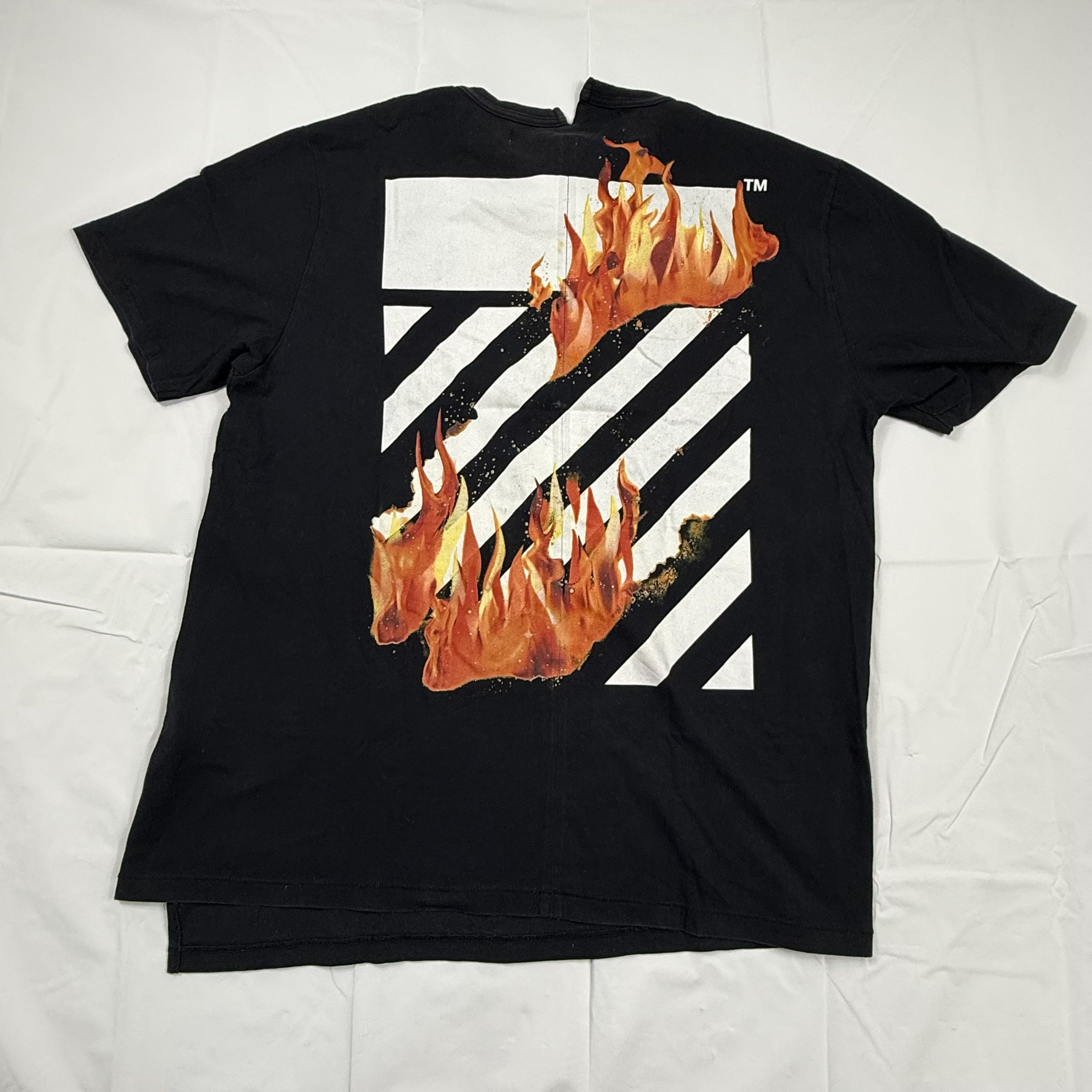 Off-White Off-White Virgil Abloh Fire Hands Diagonal Flame T-Shirt Size US XL / EU 56 / 4 - 10 Thumbnail