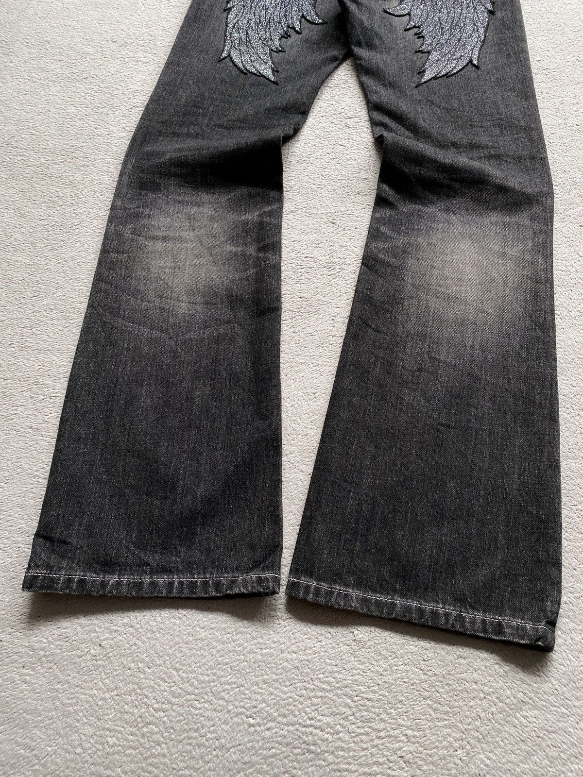 If Six Was Nine 💥Sick💥 Roen Wing Denim Flare Jeans Size US 31 - 5 Thumbnail