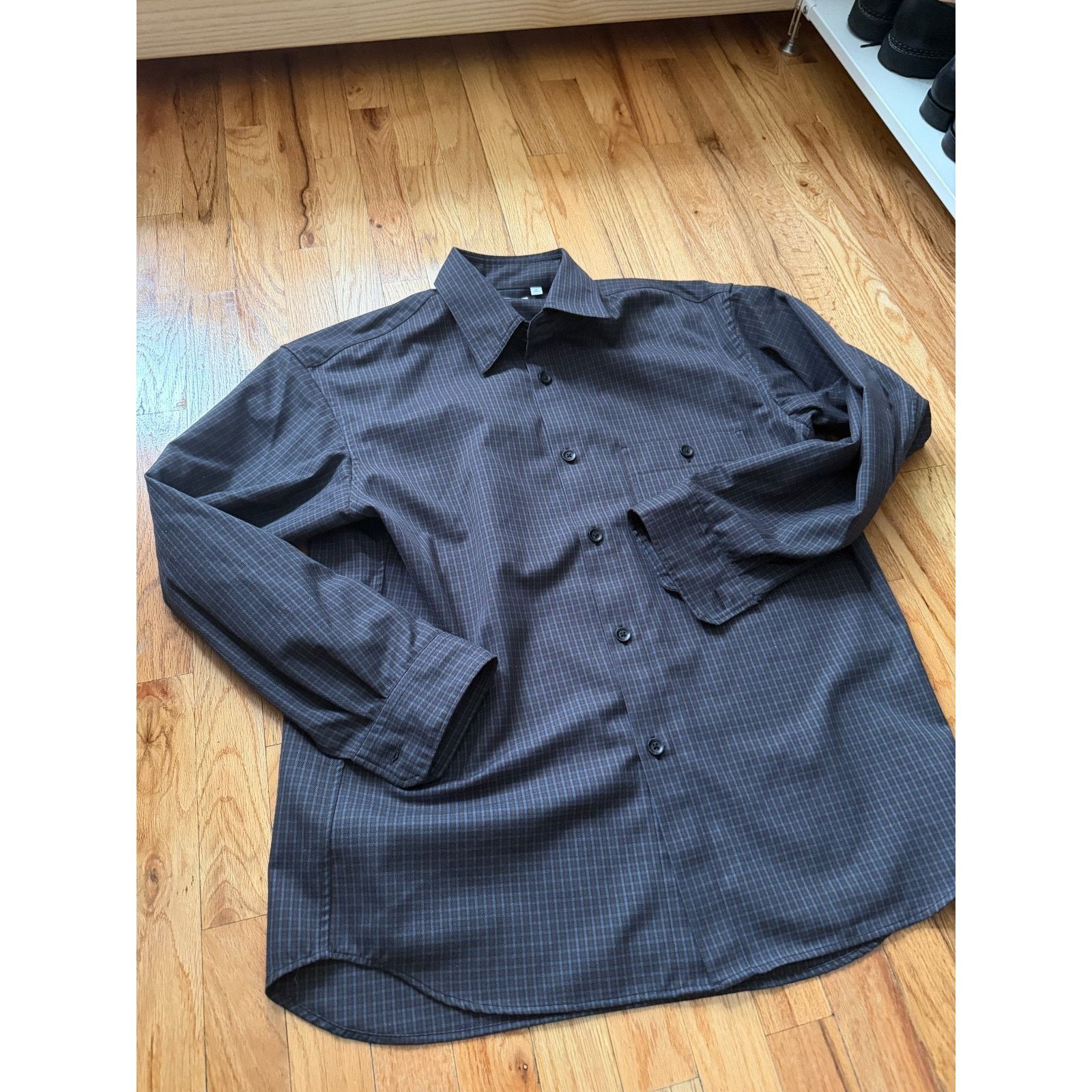 Uniqlo UNIQLO U Twill Work Oversized Shirt Medium Blue Brown Size US M / EU 48-50 / 2 - 1 Thumbnail