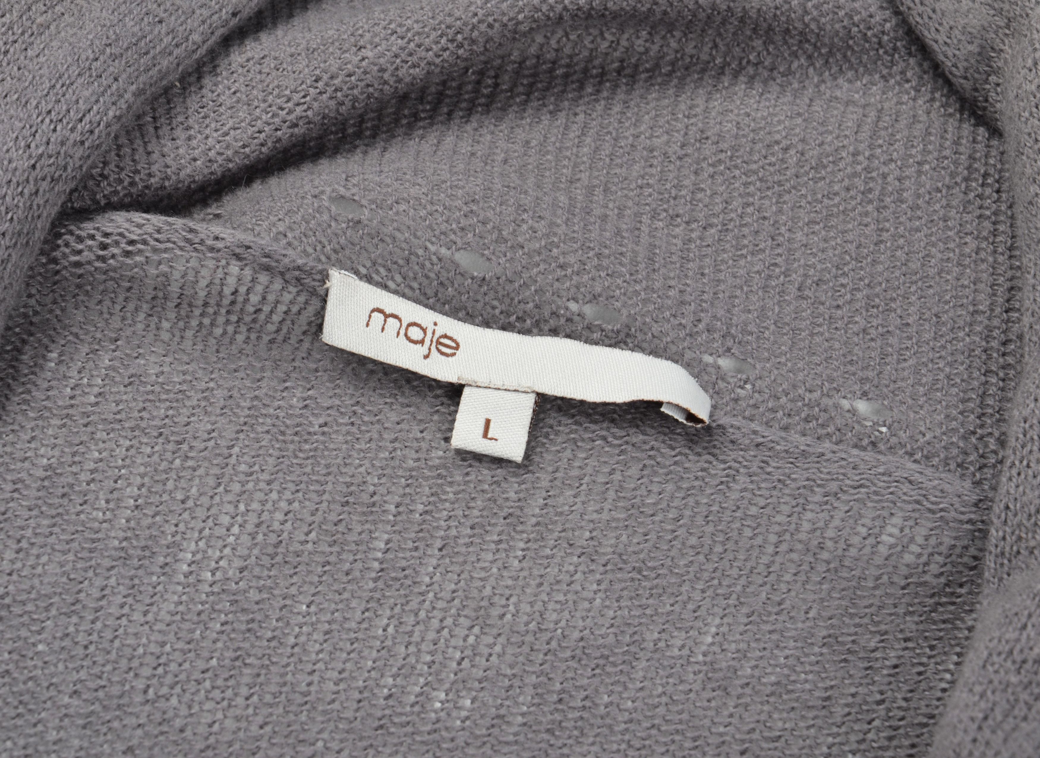 Maje Maje Cotton Cashmere Blend Gray Long Sleeve Open Cardigan Size L / US 10 / IT 46 - 7 Thumbnail
