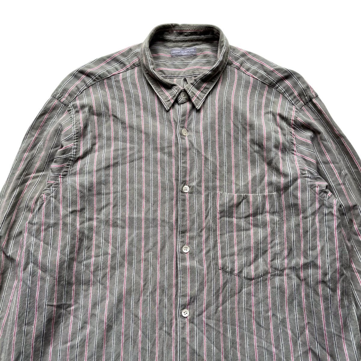 Comme des Garcons × Comme des Garcons Homme × Junya Watanabe 🇯🇵 Vintage Comme des Garcons Homme Stripe Plaid LongShirt Size US M / EU 48-50 / 2 - 2 Thumbnail