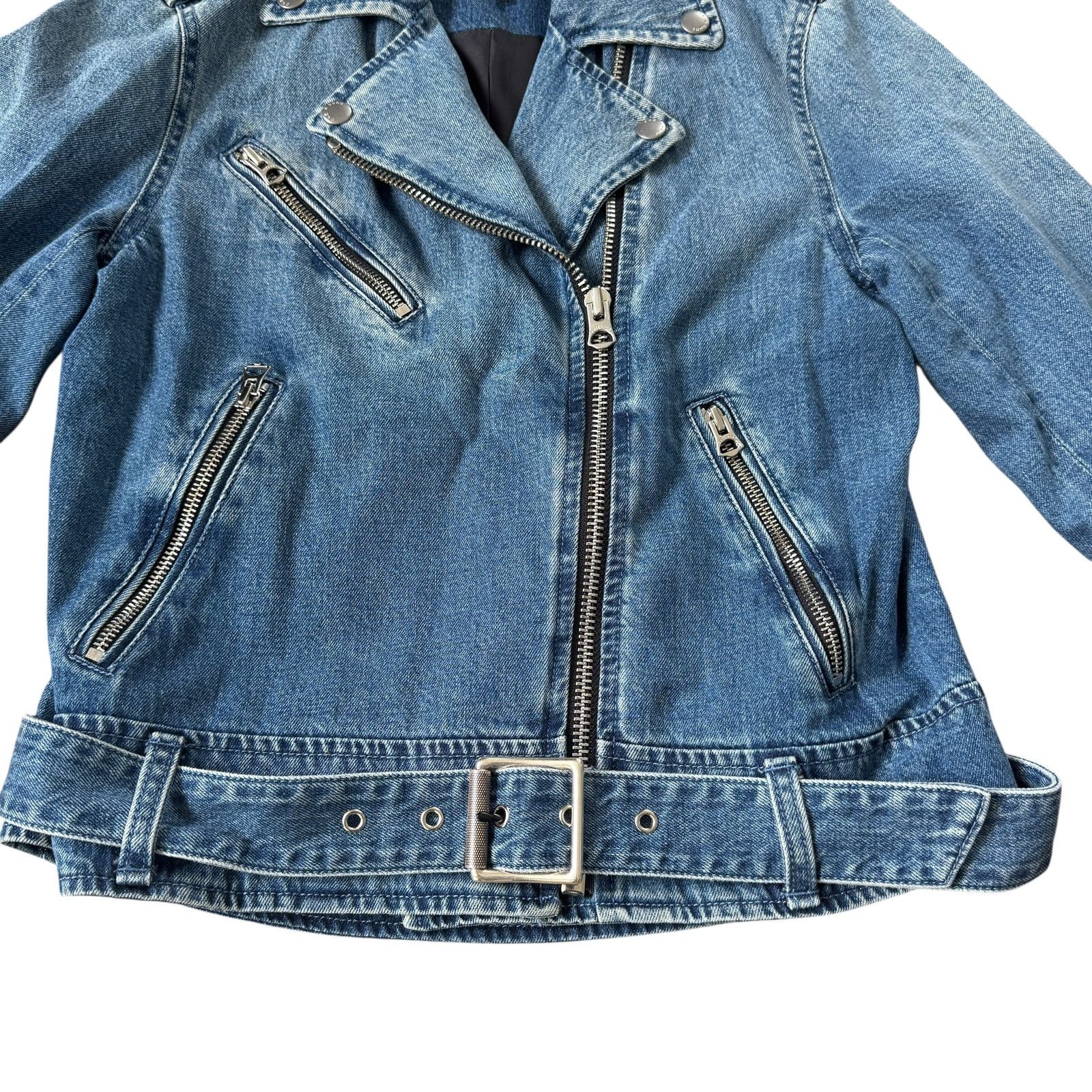 Rag & Bone NEW Rag & Bone Abbey Denim Moto Jacket Size XS / US 0-2 / IT 36-38 - 5 Thumbnail