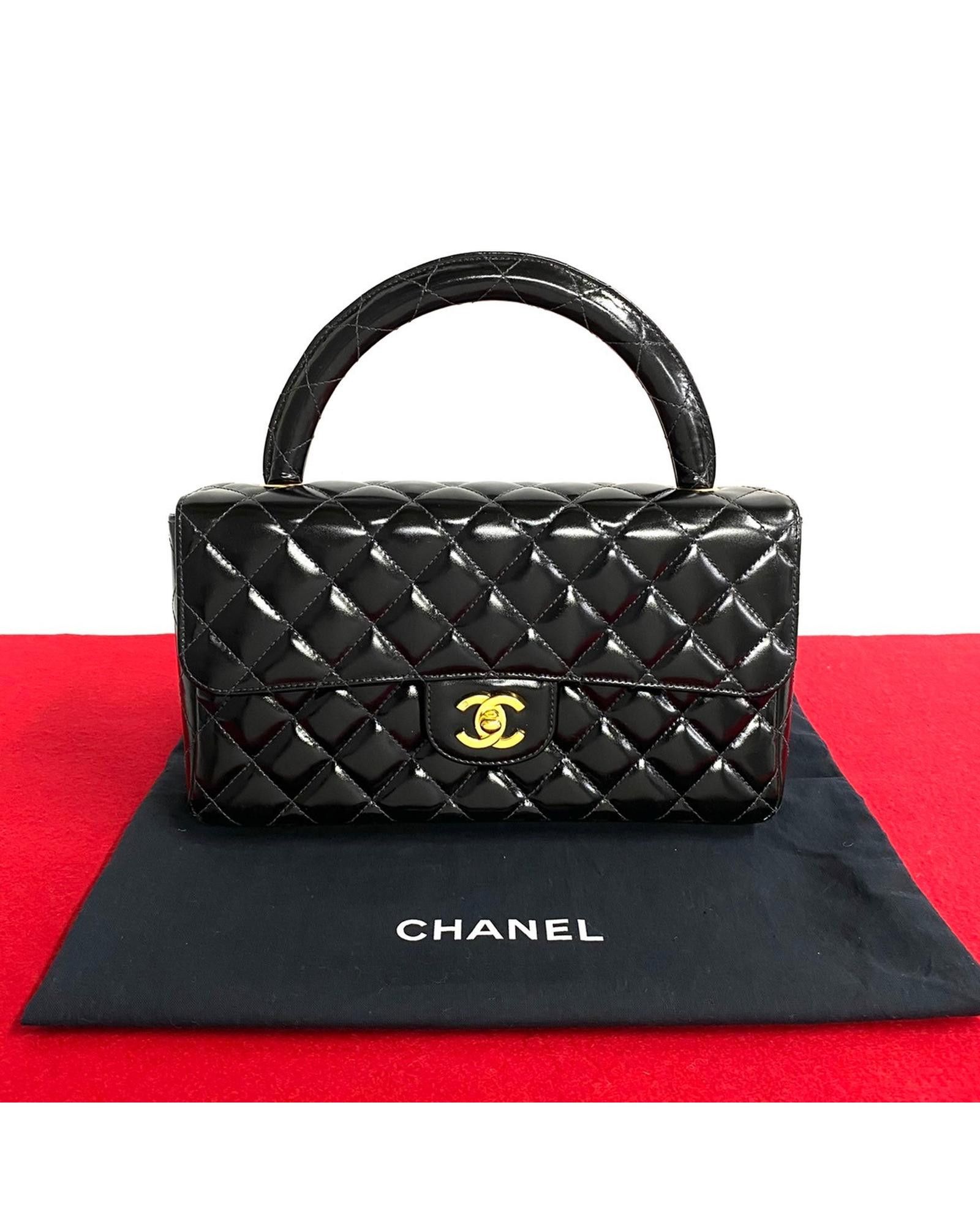 image of Chanel Cc Patent Parent-Child Bag in Black, Women's