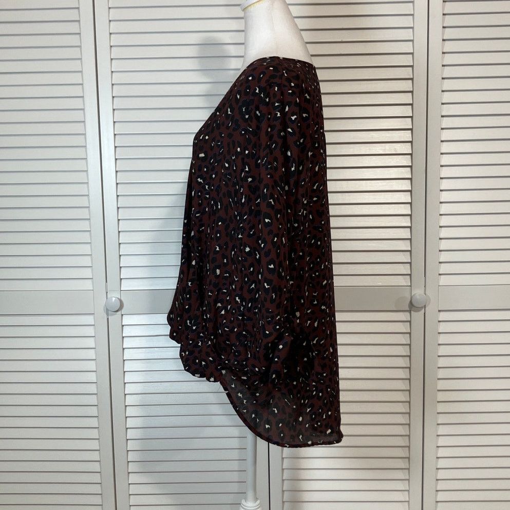 Other West Kei Dark Berry Leopard Tie Sleeve High-low Blouse XL Size XL / US 12-14 / IT 48-50 - 2 Thumbnail