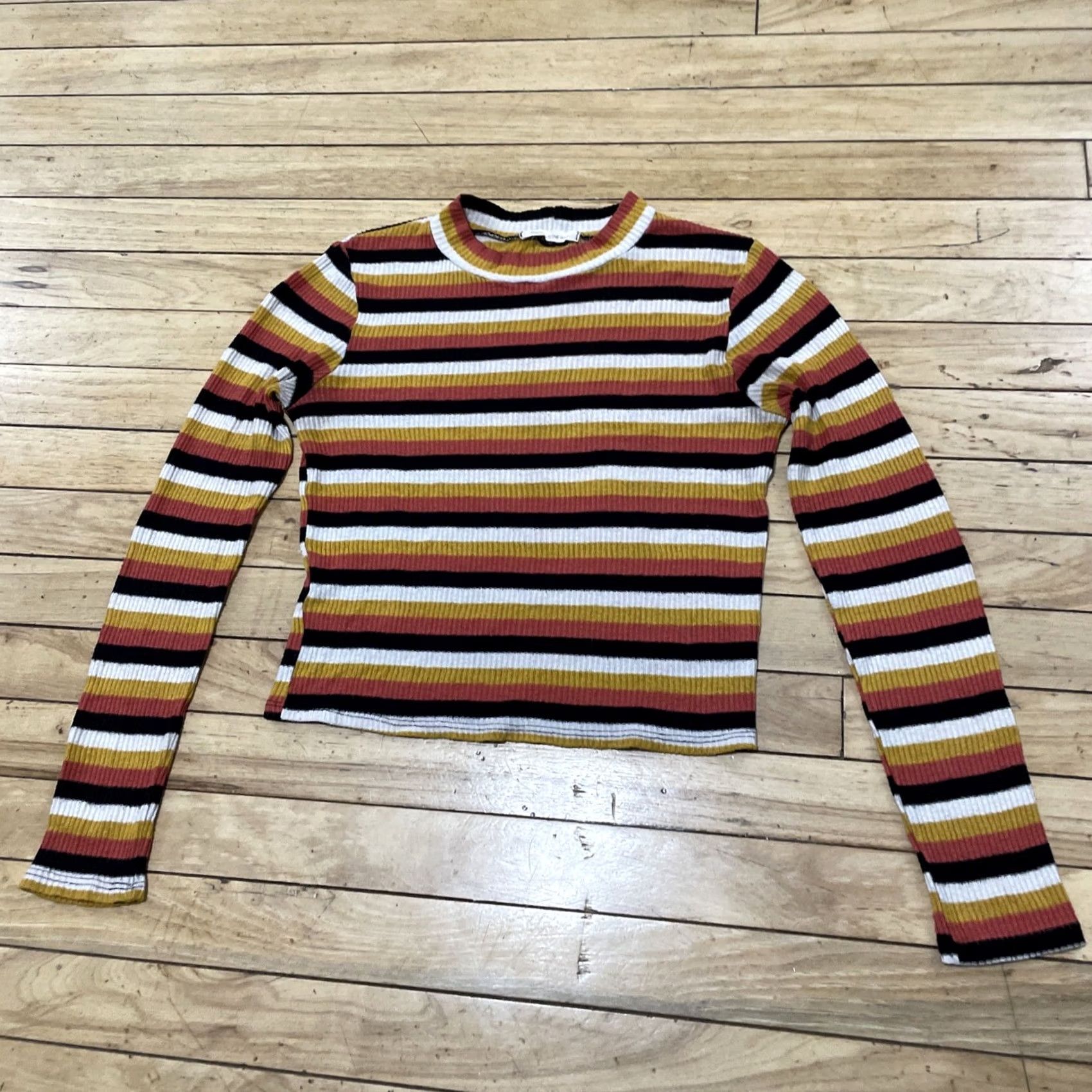 Vintage Caution to the wind Sweater Women S Brown Orange Hippie 70s Made USA Boho Pile Knit Stripe Vintage Pullover Size S Mens Womens Girls Boys Size S / US 4 / IT 40 - 3 Thumbnail