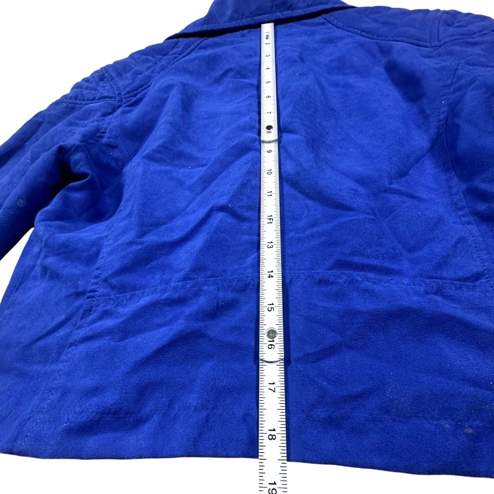 H&M DIVIDED by H&M Blue Faux Suede Moto Jacket Size 12 Women's Size XL / US 12-14 / IT 48-50 - 8 Thumbnail