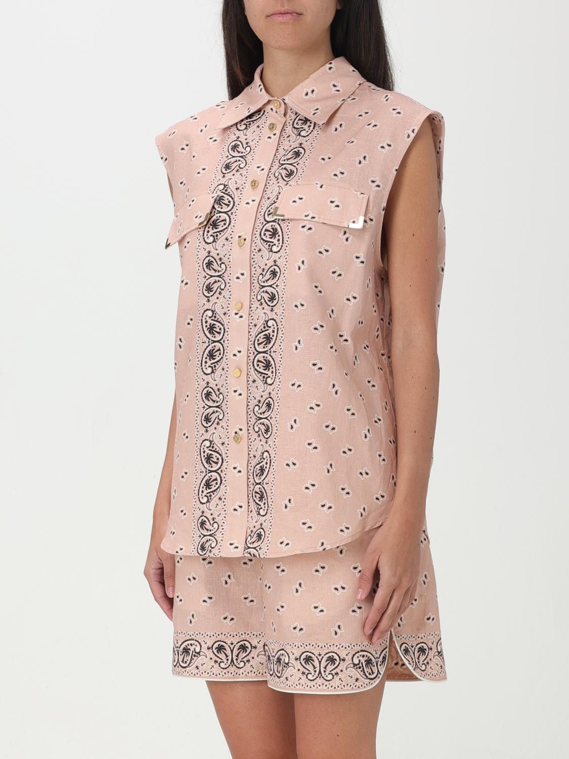 Palm Angels o1y1125 Linen Shirt in Beige/Black Size M / US 6-8 / IT 42-44 - 4 Thumbnail