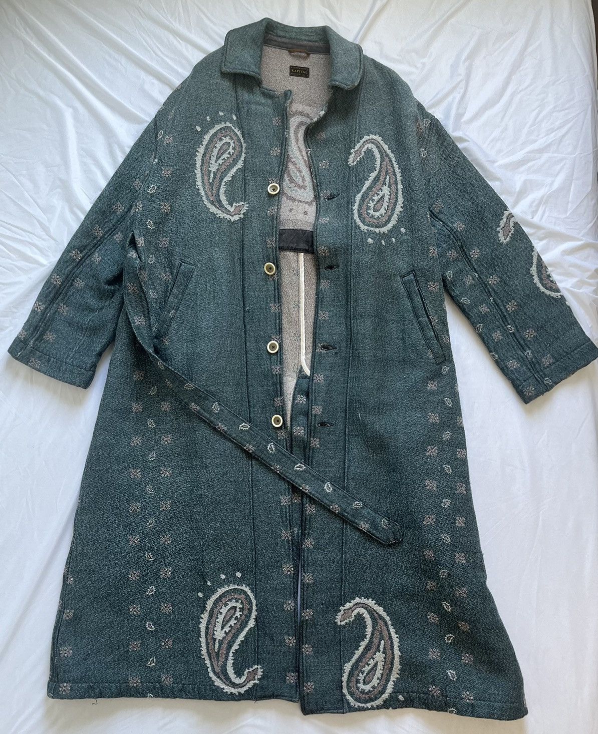 Kapital Kapital Knit Multi Colored Teal Cloak/Long Coat Size US L / EU 52-54 / 3 - 1 Thumbnail