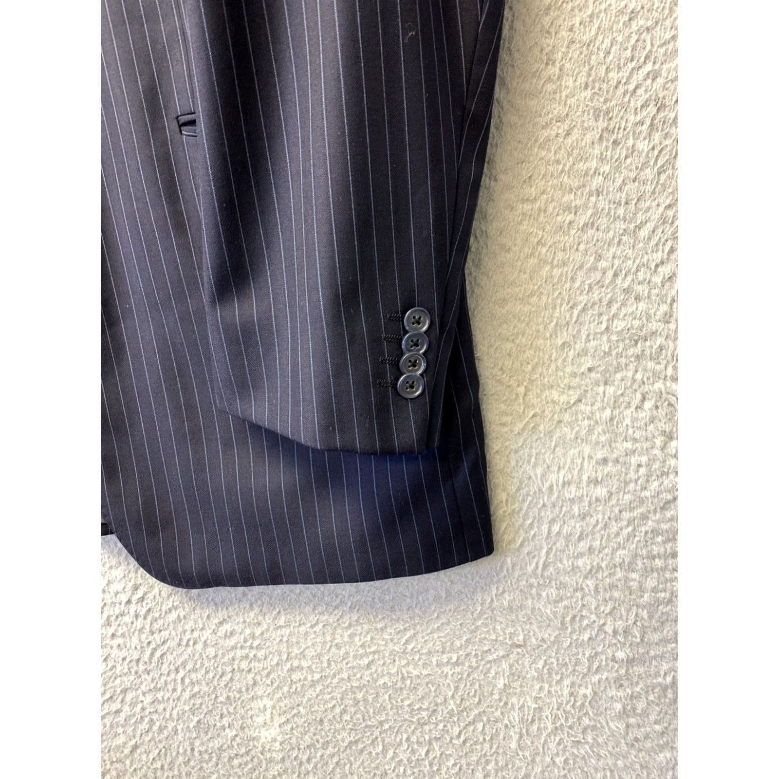 Neiman Marcus Neiman Marcus Sport Coat Blazer 42L Men’s Blue Striped Wool /0745 Size 42R - 2 Thumbnail