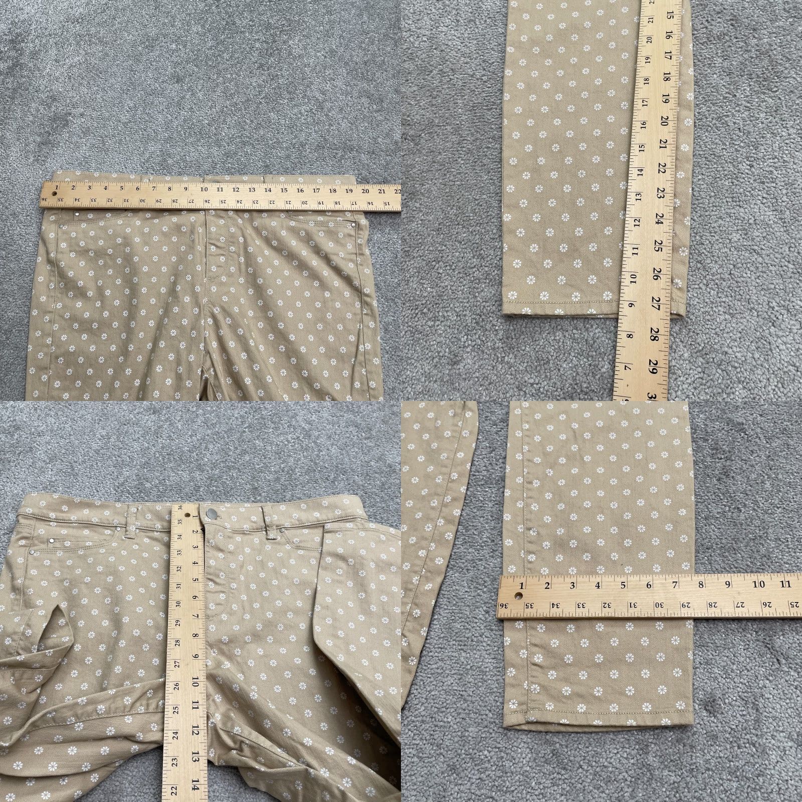 Ann Taylor Ann Taylor Jeans Womens 16 Beige Floral Daisy Crop Denim Stretch Modern 29x27 Size 39" - 8 Thumbnail