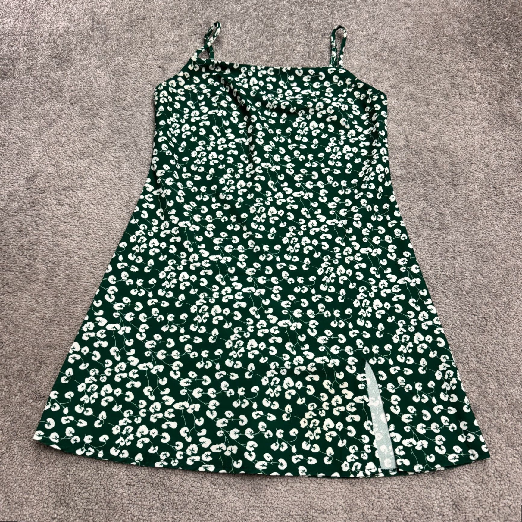 PRINCESS POLLY Princess Polly Dress Womens 4 Green White Floral Mini Slip Front Slit Sun Size S / US 4 / IT 40 - 3 Thumbnail