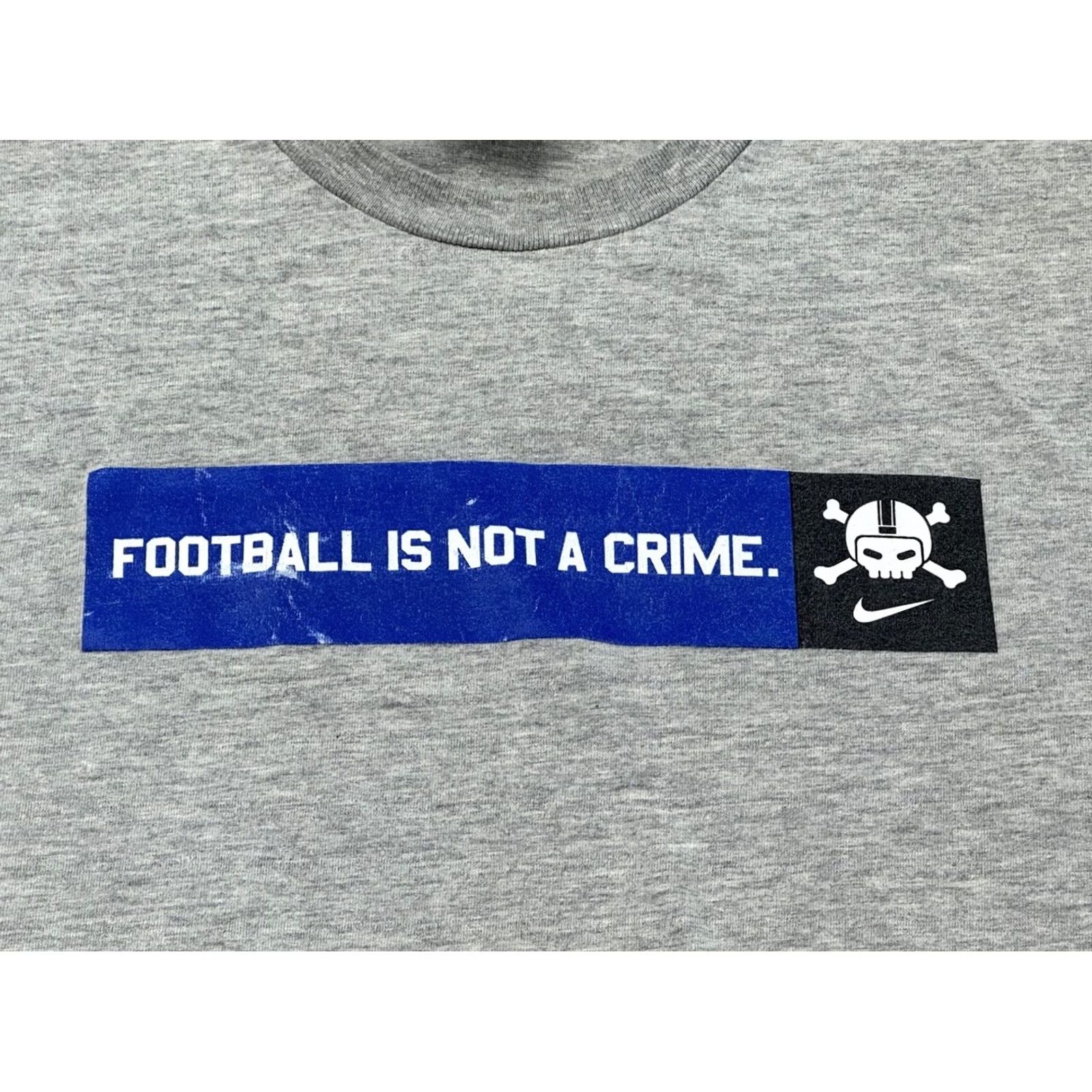 Nike VINTAGE Nike T-Shirt Mens Medium Gray 1990s 2000s Is Not A Crime Football Graphic Print Crew Neck Short Sleeve Size US M / EU 48-50 / 2 - 7 Thumbnail