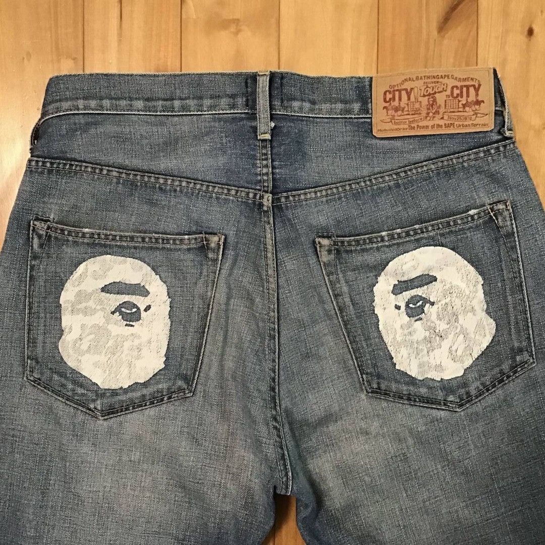 Bape BAPE CAMO APE HEAD Denim Pants a bathing ape NIGO ★size M Size US 32 / EU 48 - 4 Thumbnail