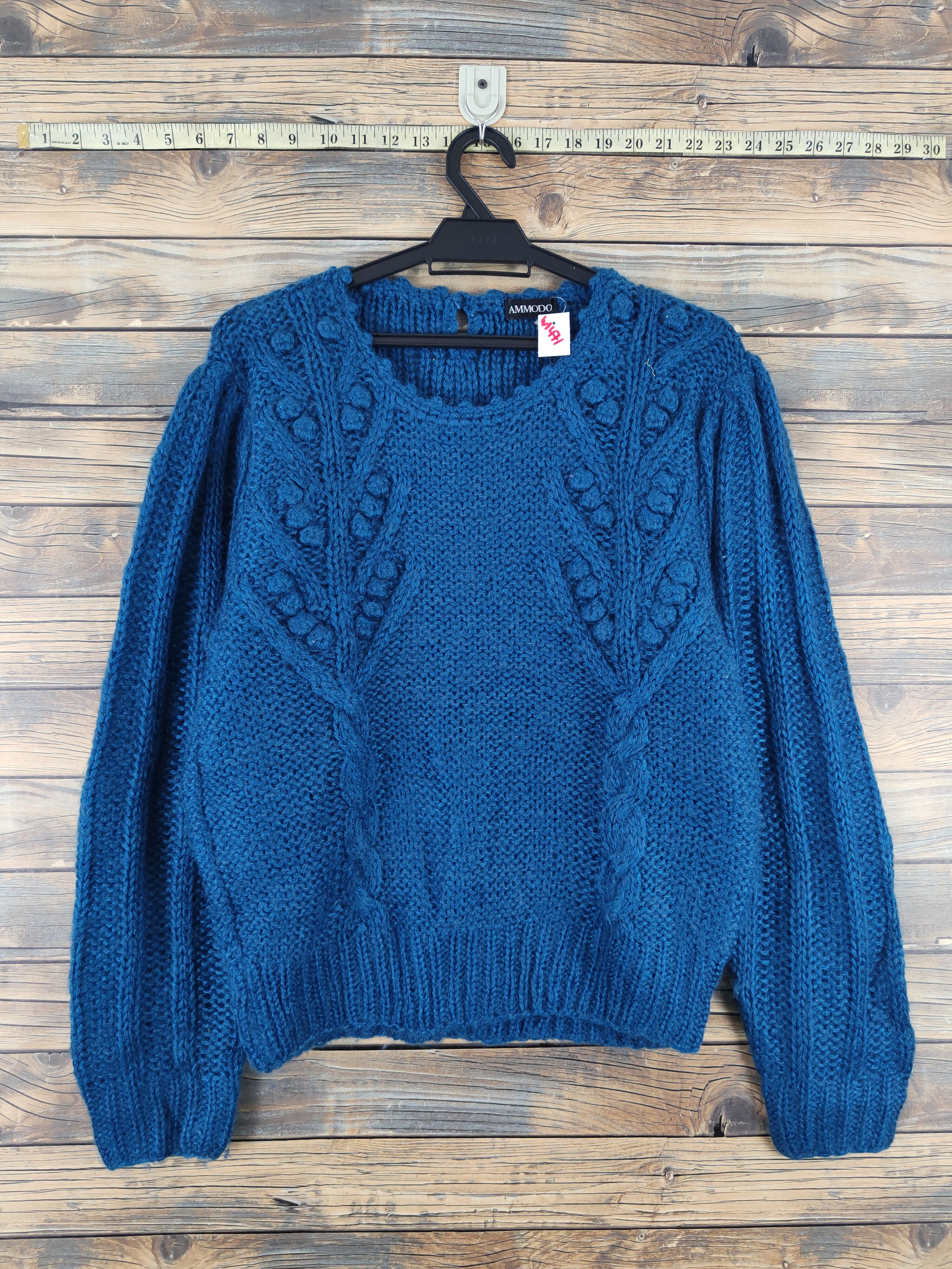 Japanese Brand Ammodo Dark Blue cable Knitwear #W1471 Size US M / EU 48-50 / 2 - 1 Thumbnail