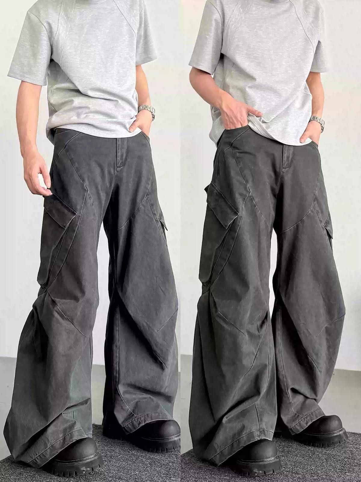 Other Gray Wide Leg Cargo Jeans, Loose Fit Utility Pants Size US 32 / EU 48 - 3 Thumbnail