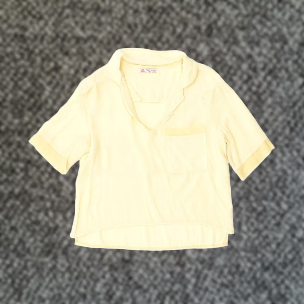 Vintage VINTAGE SUSY MIX Womens Shirt UK 12 Medium Yellow Short Sleeve Pullover Size M / US 6-8 / IT 42-44 - 1 Thumbnail