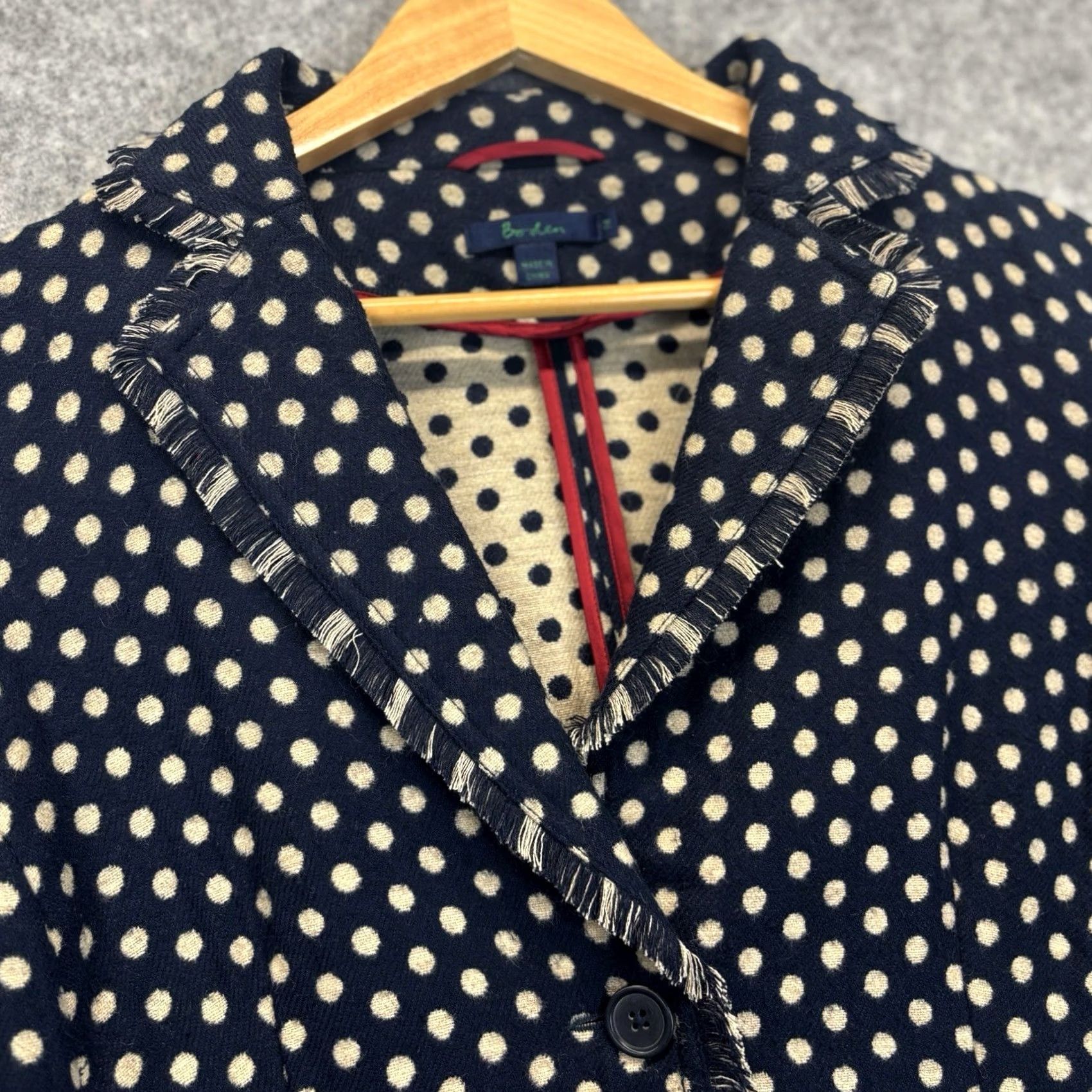Boden Boden Blazer Jacket - Navy Mix Wool Blend - Spotted Fringe Size XL / US 12-14 / IT 48-50 - 4 Thumbnail