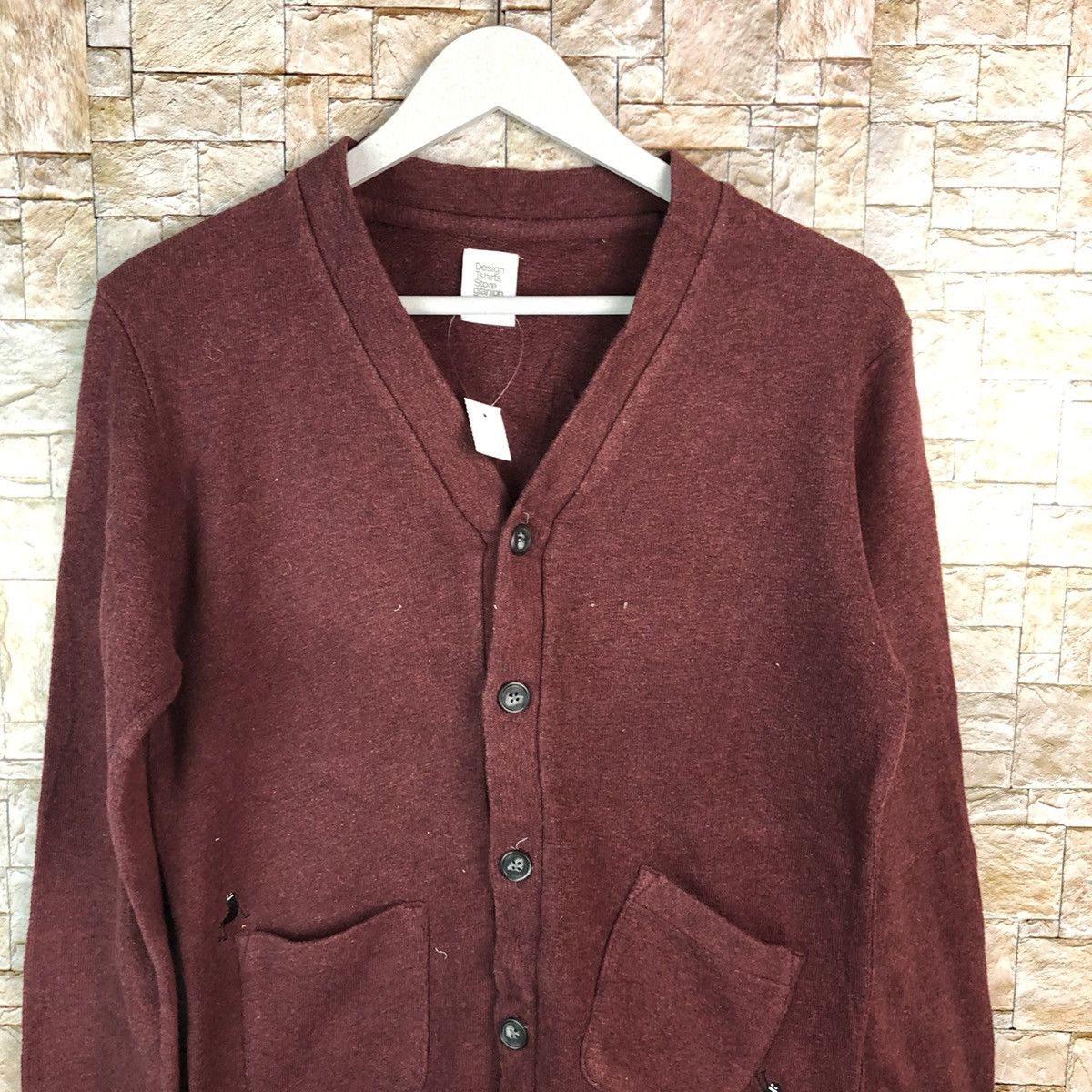Japanese Brand Graniph Maroon Cardigan Knitwear #A1204 Size US S / EU 44-46 / 1 - 5 Thumbnail