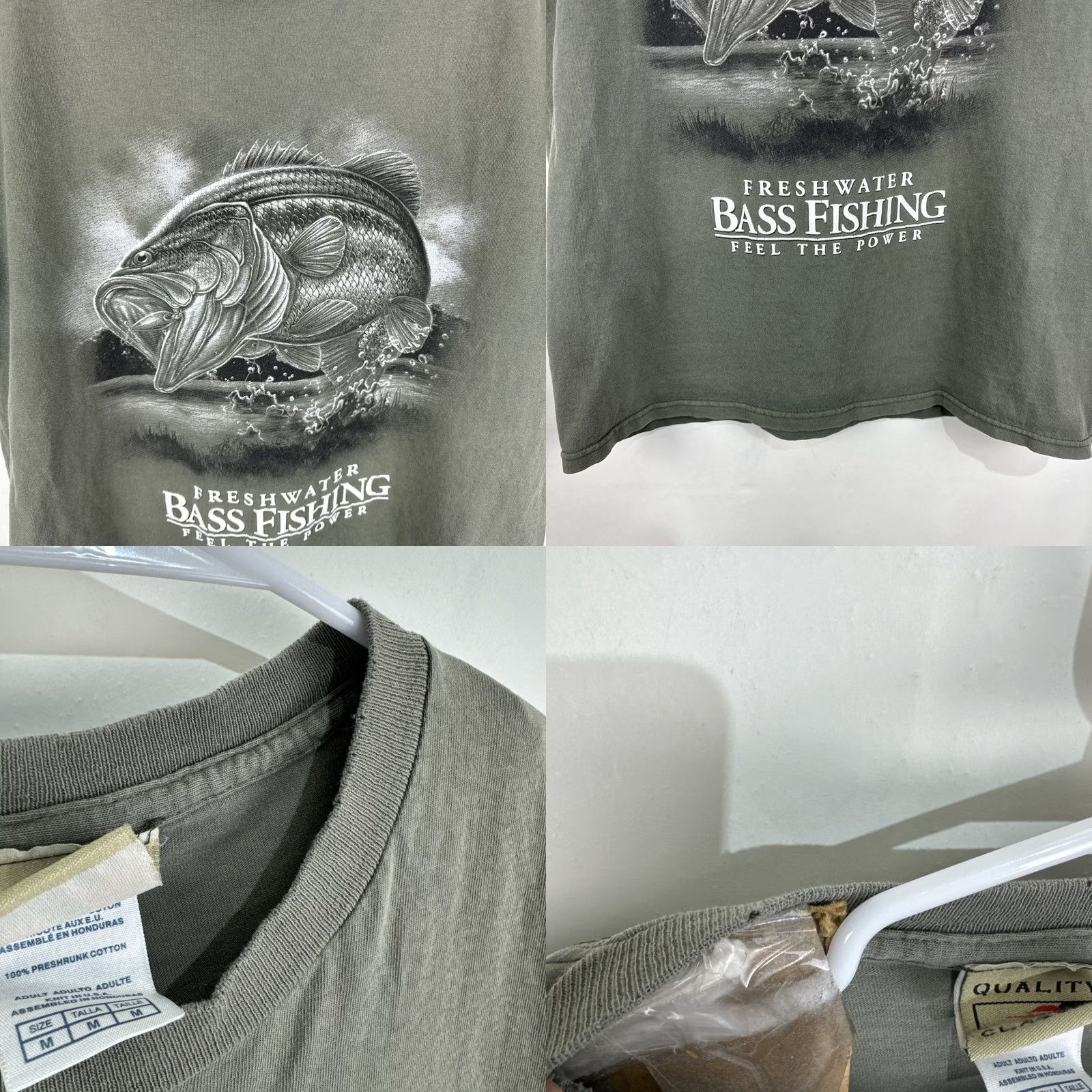 Vintage VINTAGE Nature Animal Freshwater Bass Fishing Feel The Power T-Shirt Medium Gray Size US M / EU 48-50 / 2 - 8 Thumbnail