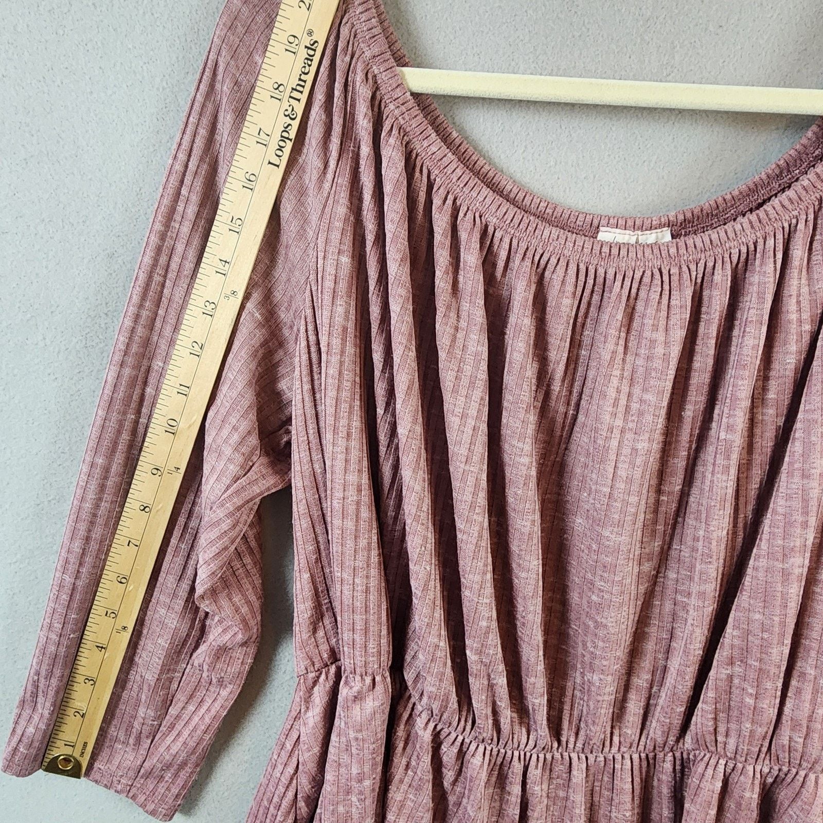 Other Free Kisses Top Women 3X Mauve Long-Sleeve Elastic Waist Size 3XL / US 20-22 - 4 Thumbnail