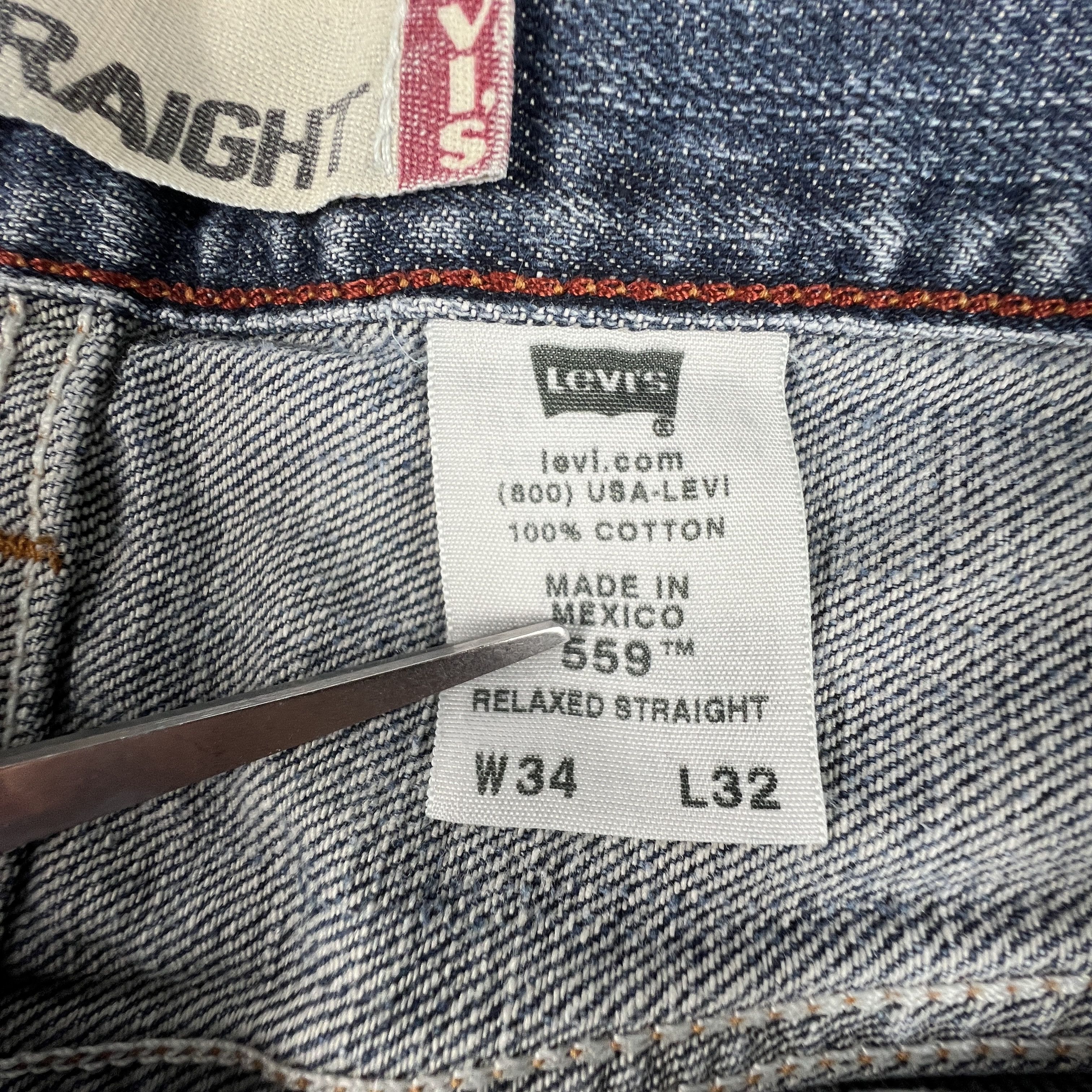 Levi's Y2K Levi's Jeans 559 Relaxed Straight Blue Thrashed Denim Size US 34 / EU 50 - 11 Thumbnail