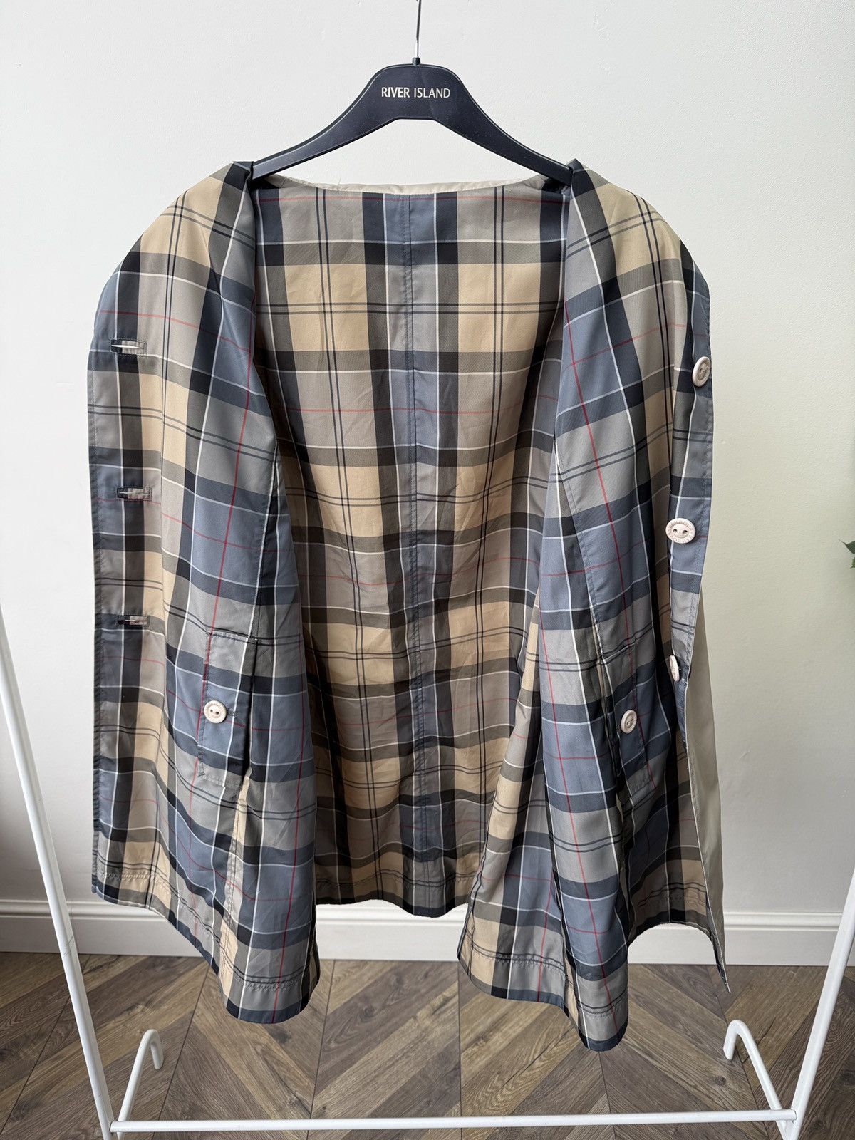 Barbour Vintage Barbour Reversible Derby Jacket Coat Beige Check Size L / US 10 / IT 46 - 5 Thumbnail