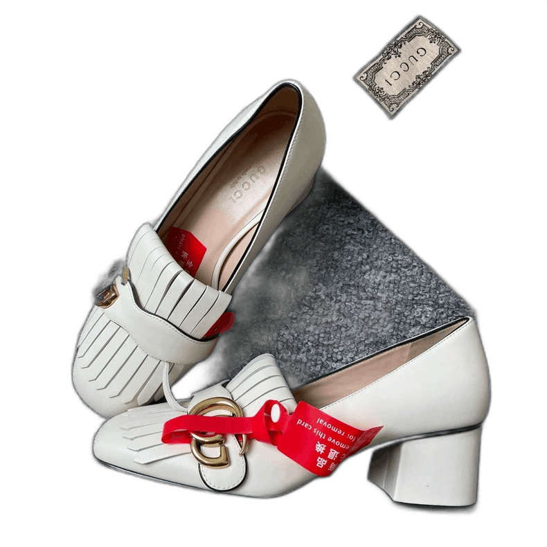 Gucci Gucci White Chunky Heels with Fringe Size US 6 / IT 36 - 1 Thumbnail