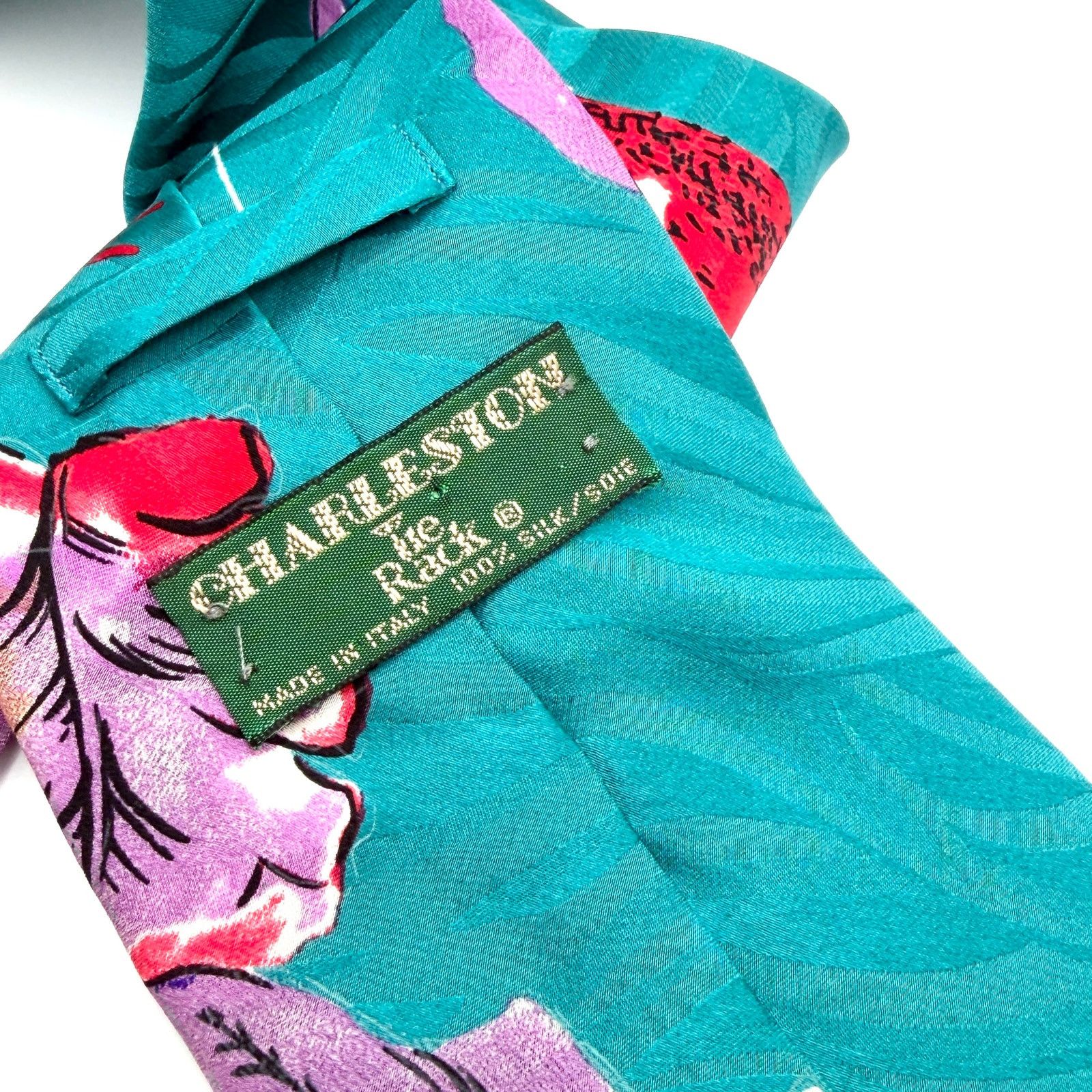 Vintage Vintage 90s Teal 100% Silk Tropical Parrot Print Necktie Size ONE SIZE - 7 Thumbnail