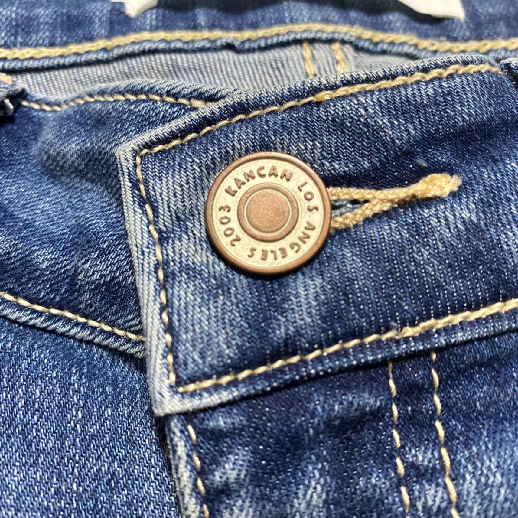 Vintage Kancan Womens Jeans Skinny Distressed Blue Denim Medium Wash Size 26 28 Inseam 28 - Regular Rise Mid - Button Zip Size 28" / US 6 / IT 42 - 6 Thumbnail