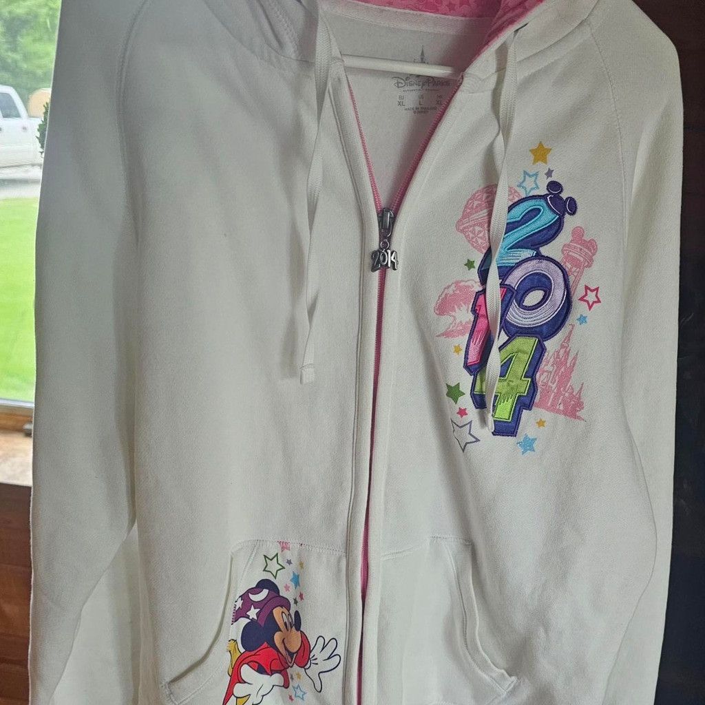Disney White 2014 Disney Parks Zip-up Hoodie Size L / US 10 / IT 46 - 1 Thumbnail