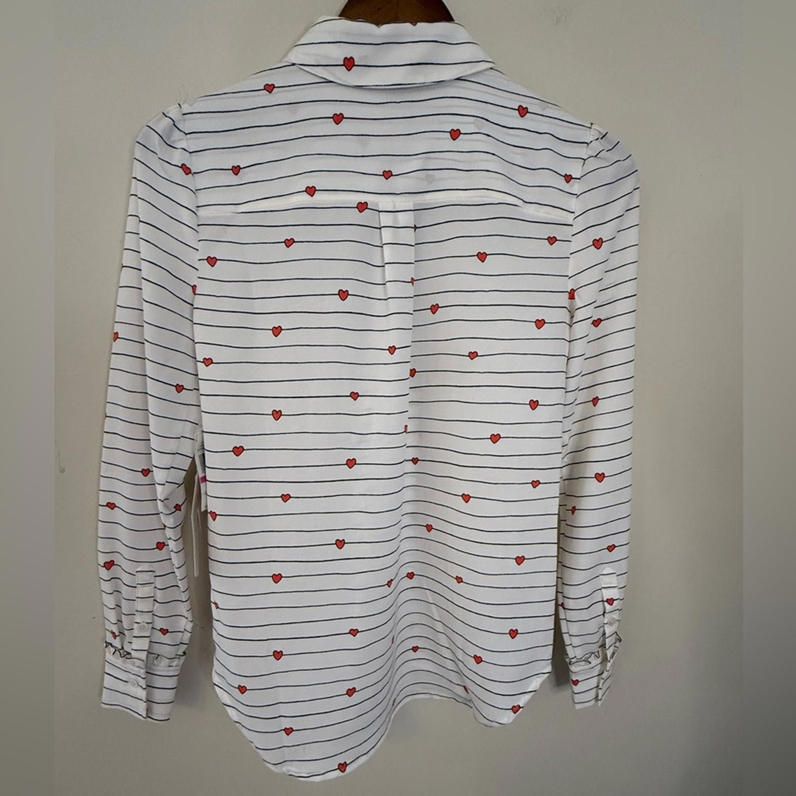 Other Court & Rowe heart striped ruffled button up top SZ XXS Size XXS / US 00 / IT 34 - 2 Thumbnail