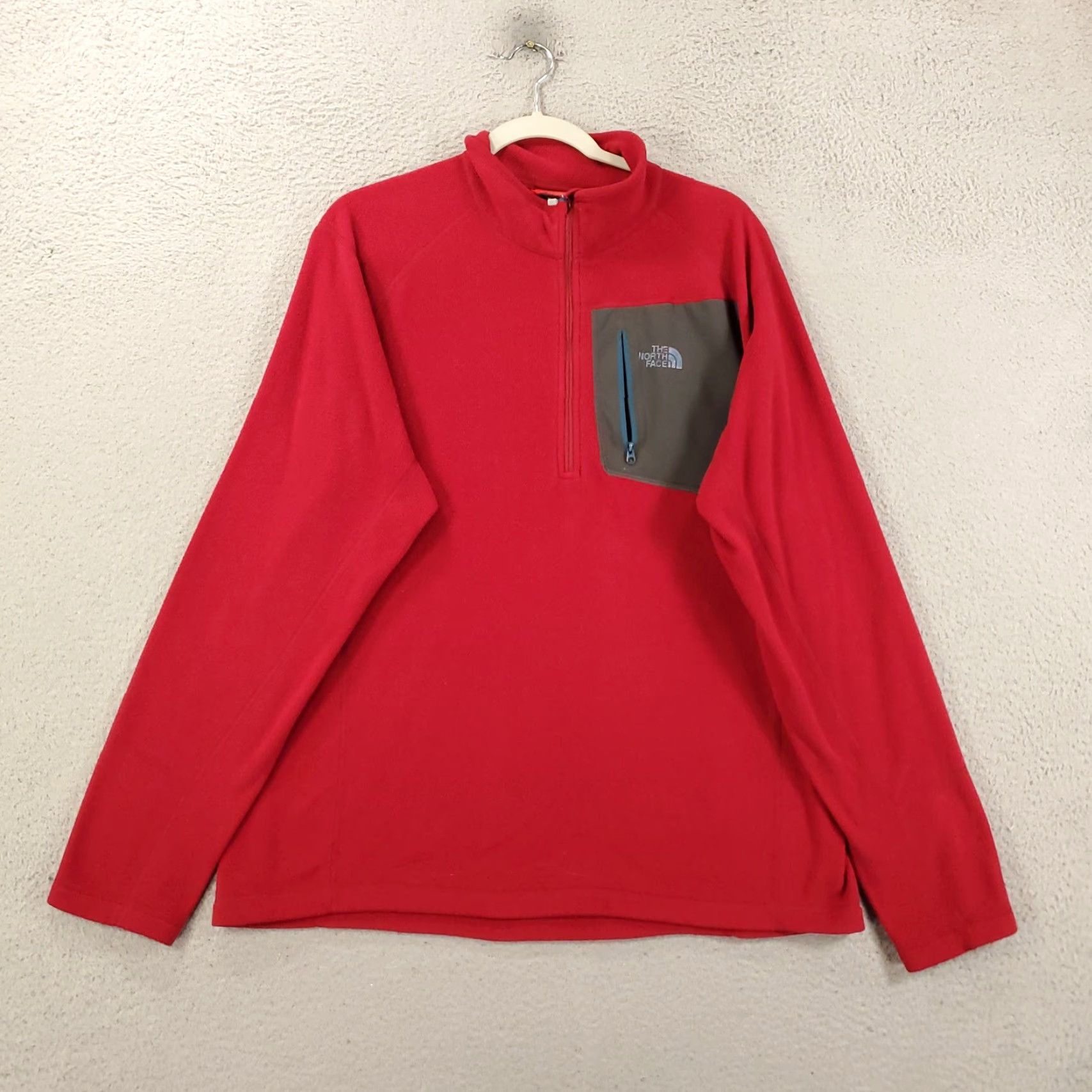 The North Face The North Face Fleece Sweater Mens Large Red 1/4 Zip Pullover Sweatshirt Jacket Size US L / EU 52-54 / 3 - 2 Thumbnail