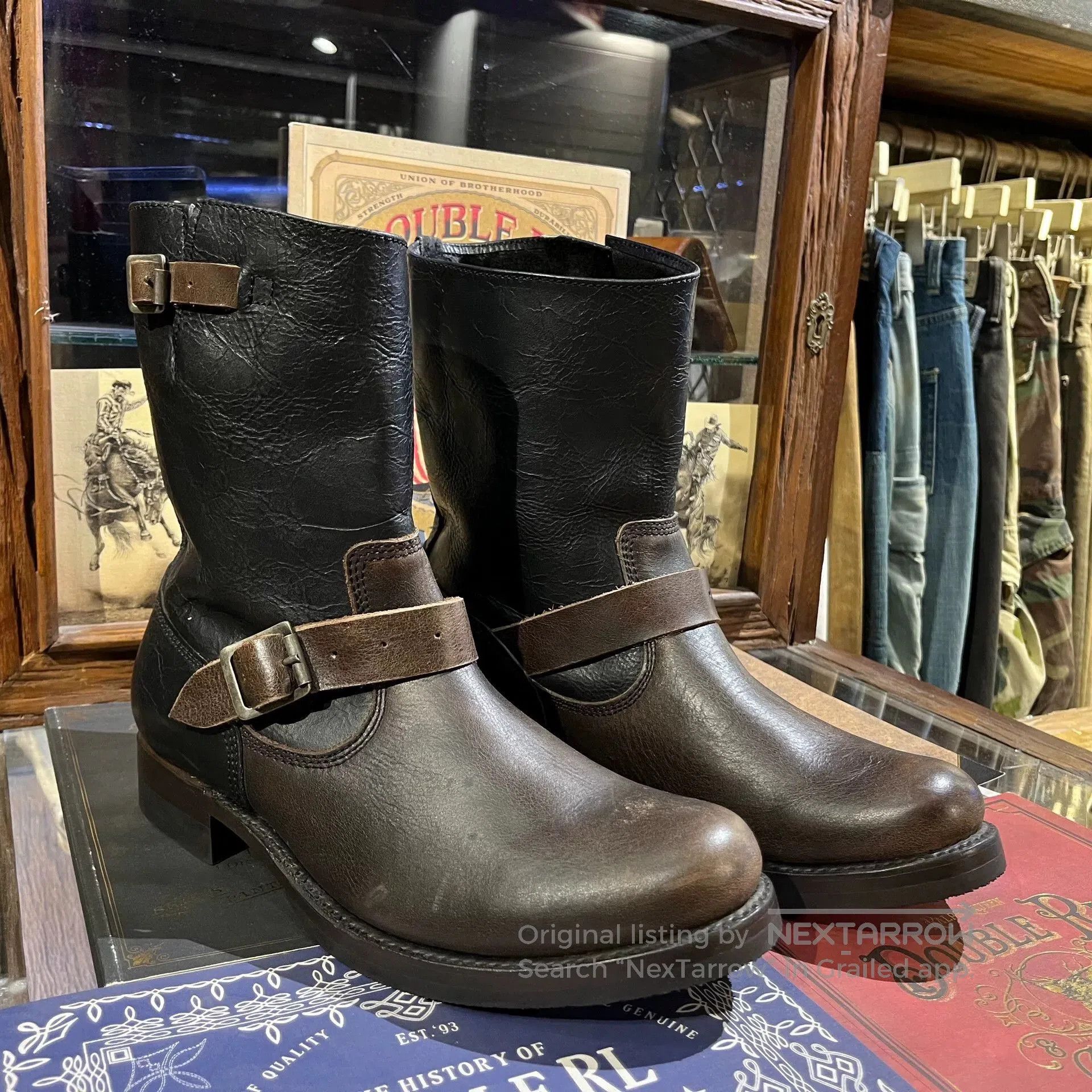 Japanese Brand military engineer boots with buckle strap. Size US 11 / EU 44 - 1 Thumbnail