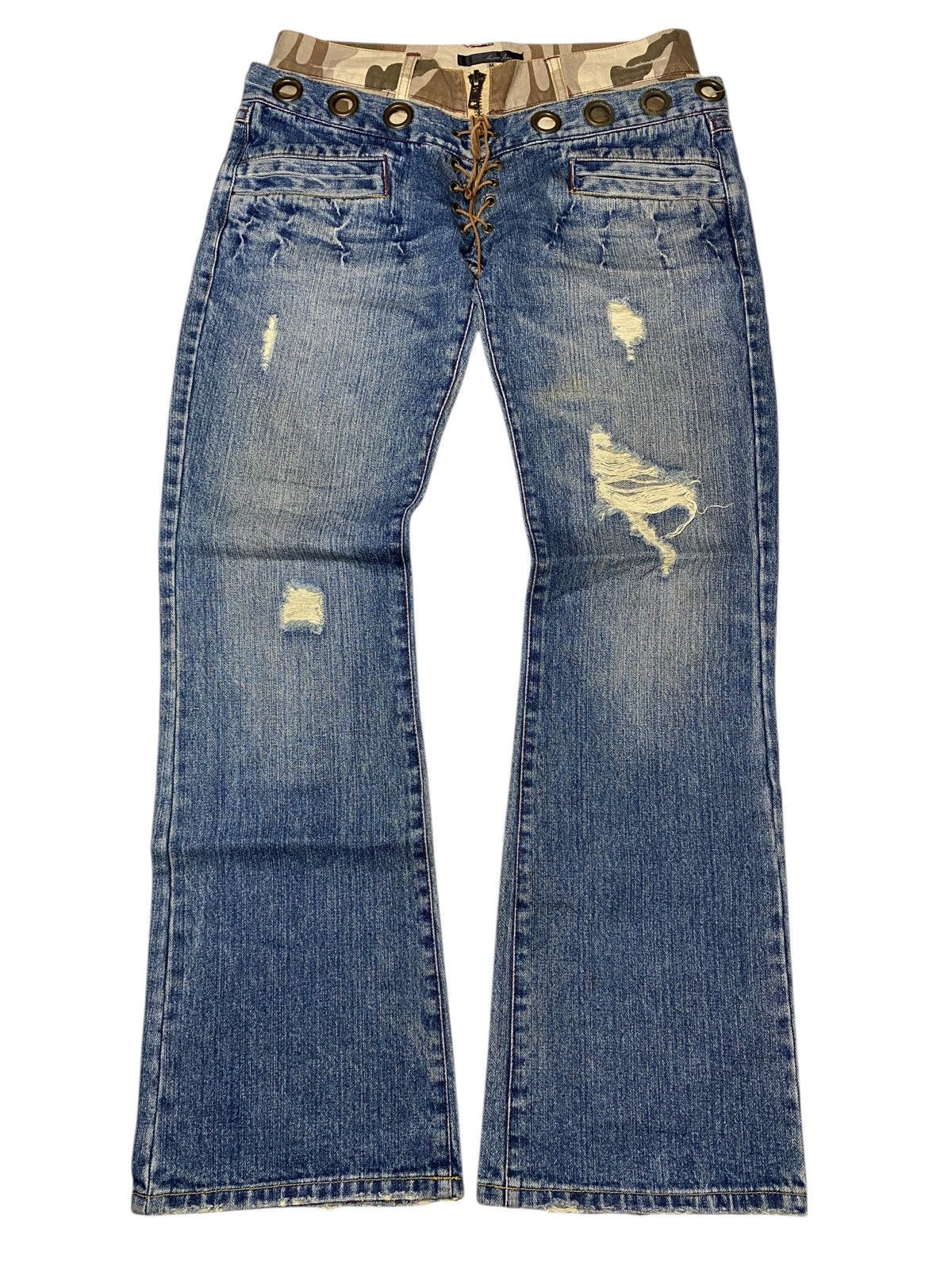 2000's Armee Double Waist Laced Flared Jeans