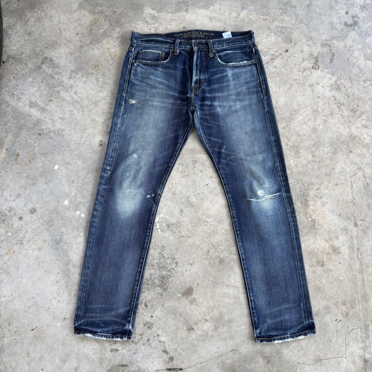 Japanese Brand W34x30 Vintage America Eagle Selvedge Denim Ripped Jean Pant Size US 33 - 2 Thumbnail